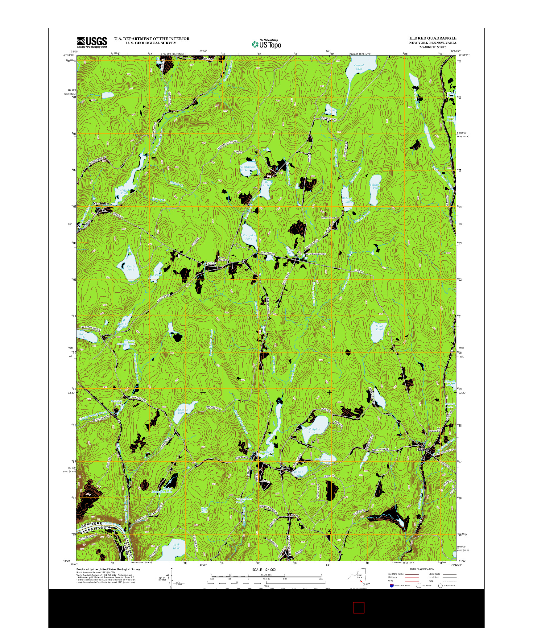 USGS US TOPO 7.5-MINUTE MAP FOR ELDRED, NY-PA 2013