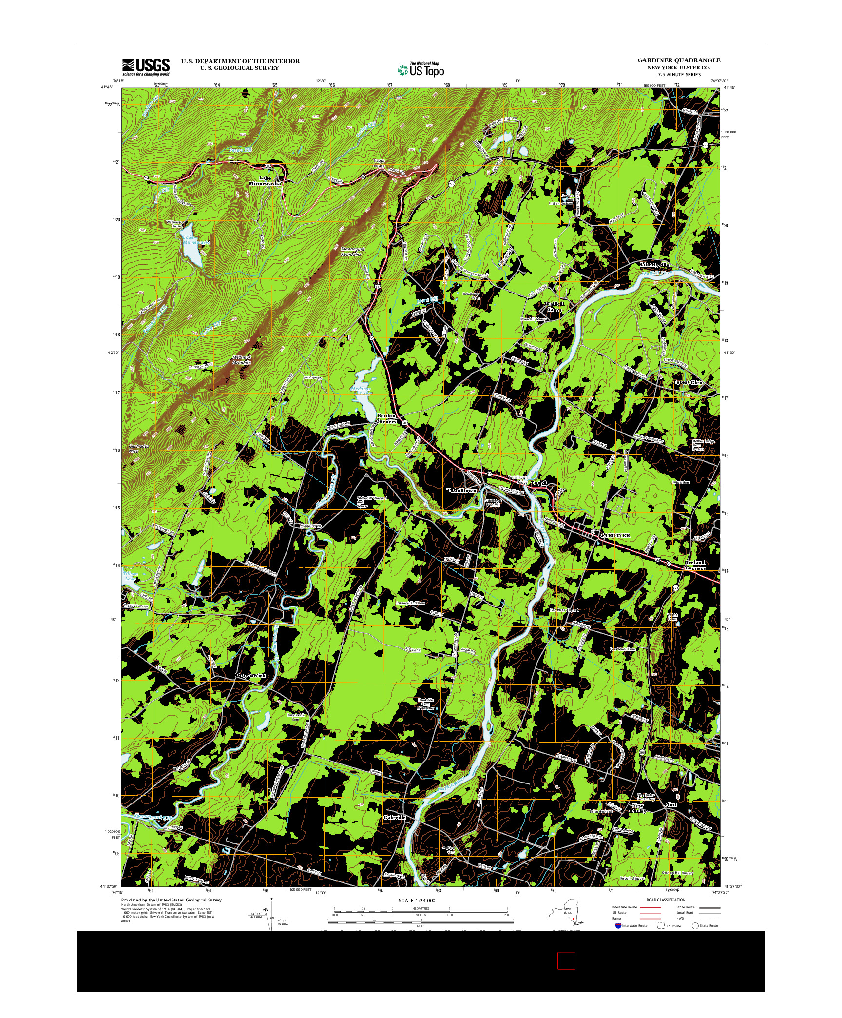 USGS US TOPO 7.5-MINUTE MAP FOR GARDINER, NY 2013