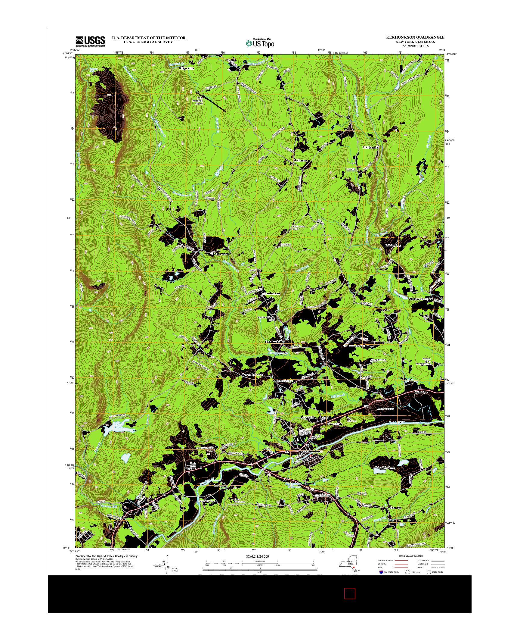 USGS US TOPO 7.5-MINUTE MAP FOR KERHONKSON, NY 2013