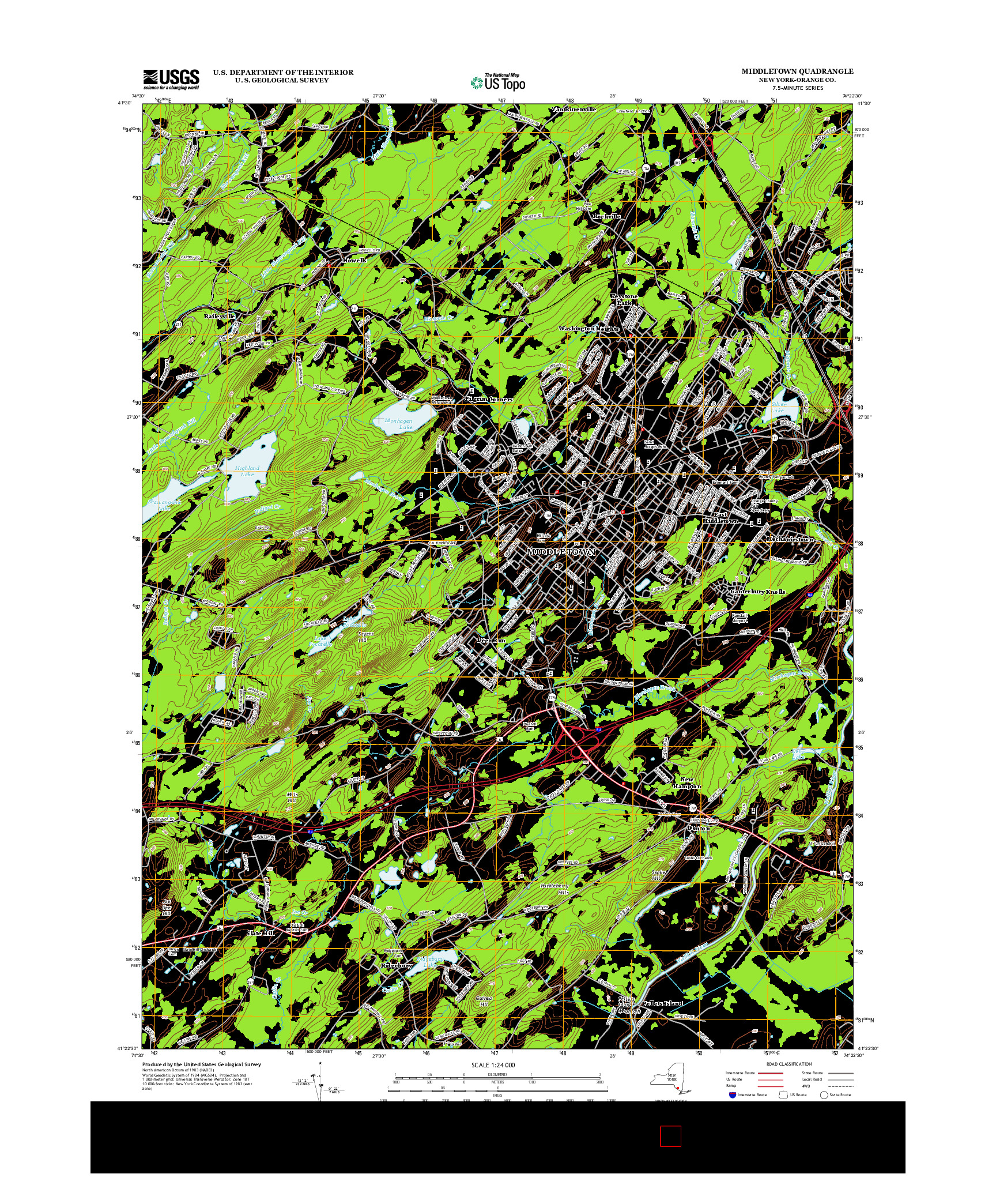 USGS US TOPO 7.5-MINUTE MAP FOR MIDDLETOWN, NY 2013