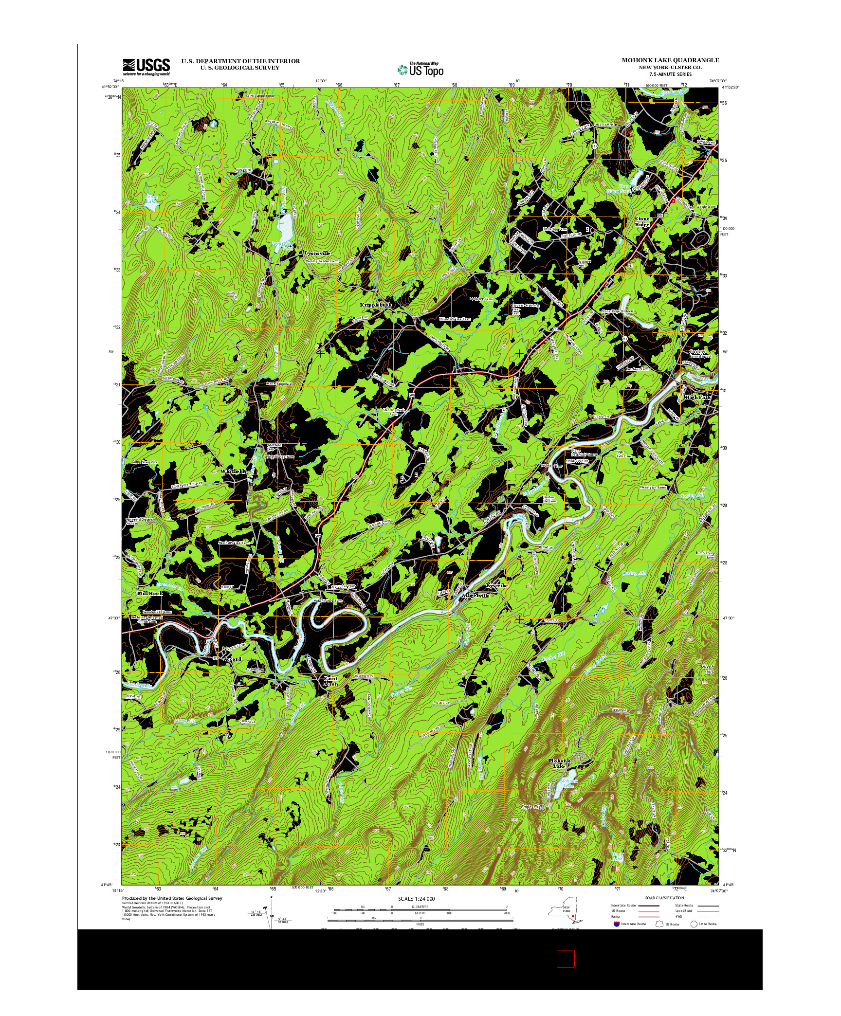 USGS US TOPO 7.5-MINUTE MAP FOR MOHONK LAKE, NY 2013