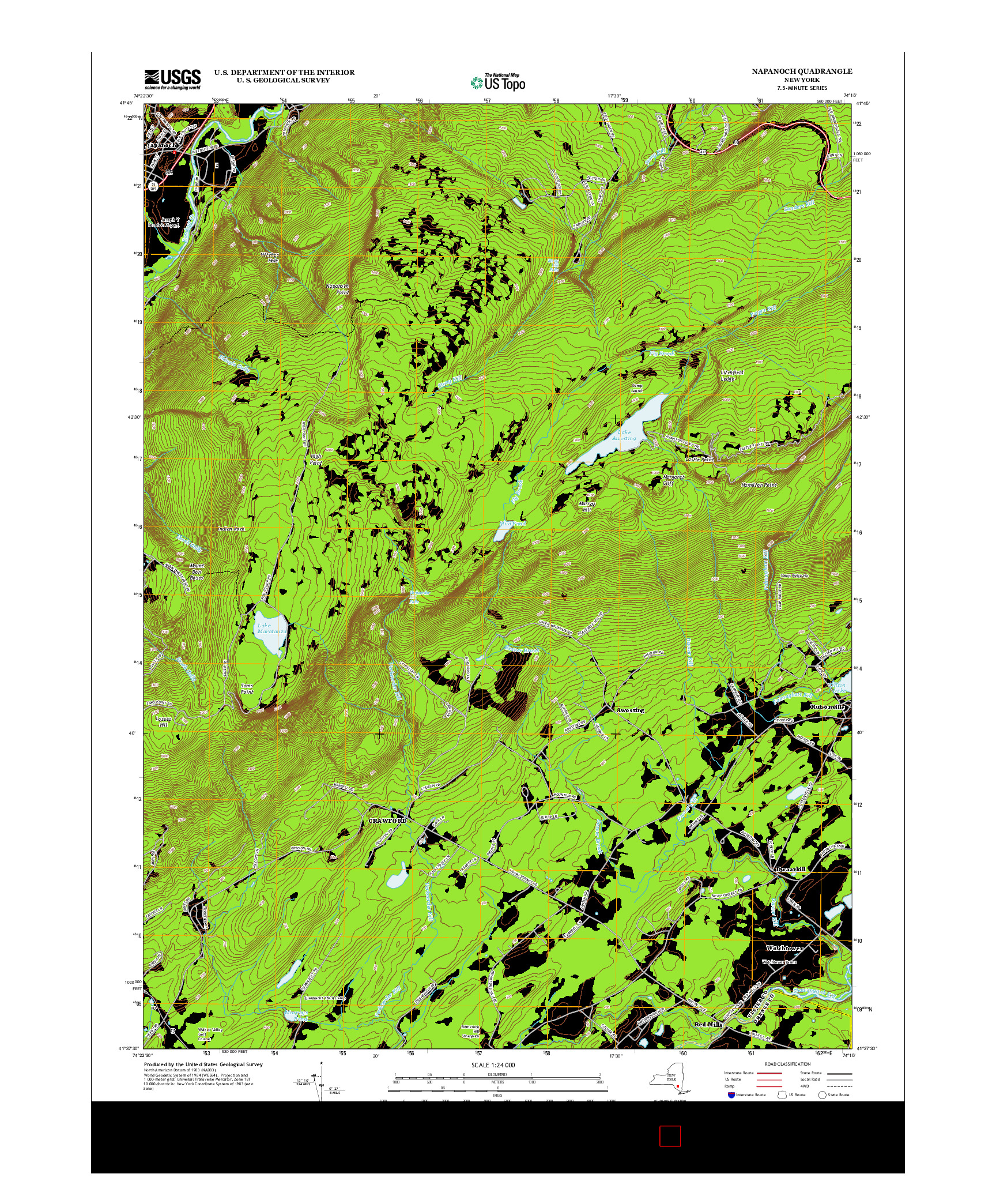 USGS US TOPO 7.5-MINUTE MAP FOR NAPANOCH, NY 2013