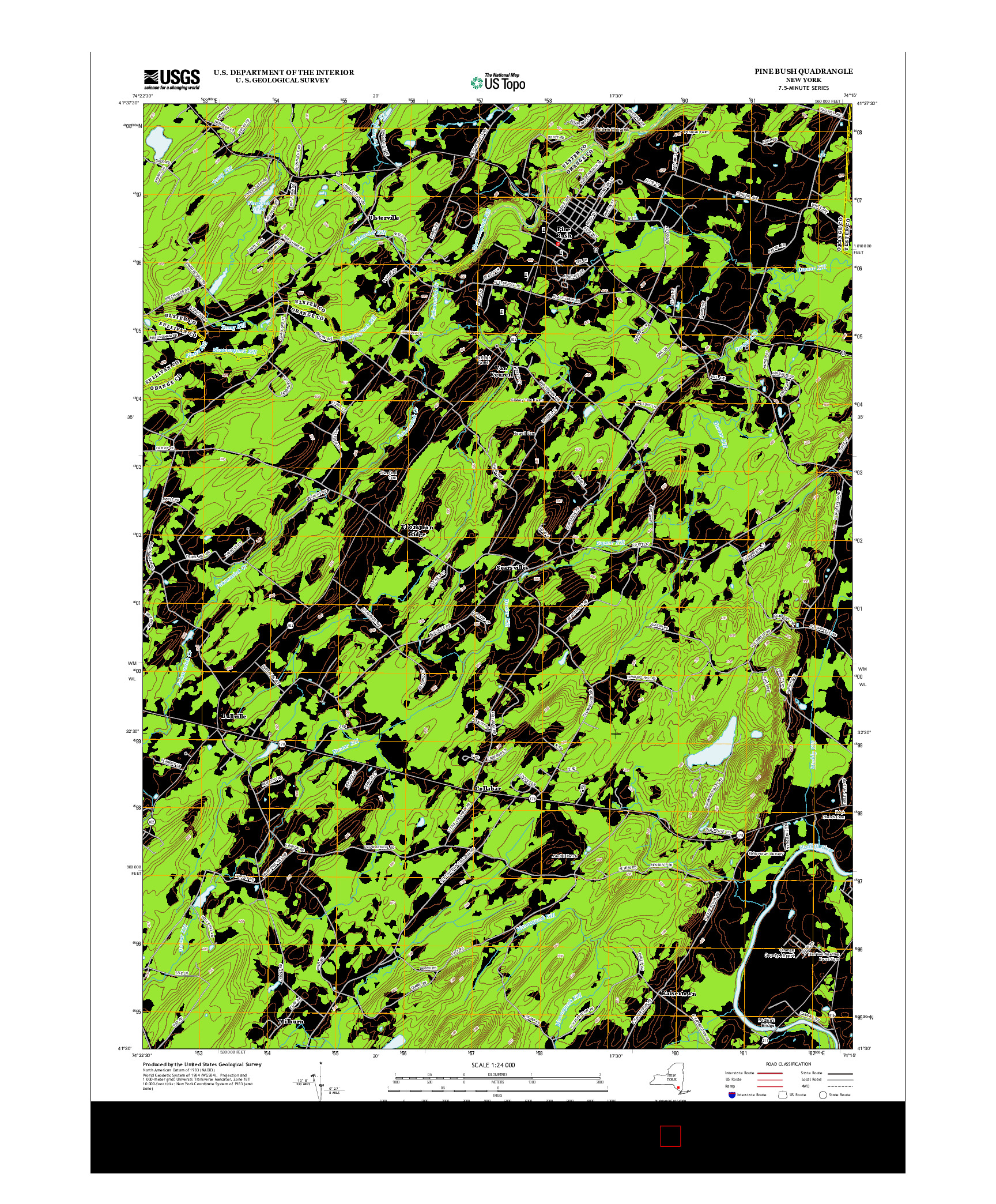 USGS US TOPO 7.5-MINUTE MAP FOR PINE BUSH, NY 2013