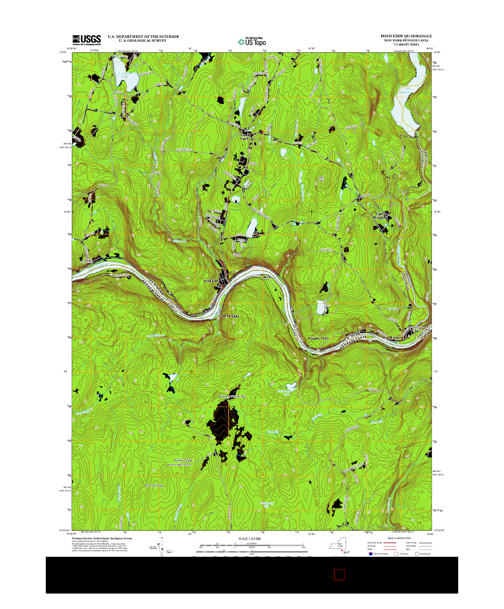 USGS US TOPO 7.5-MINUTE MAP FOR POND EDDY, NY-PA 2013