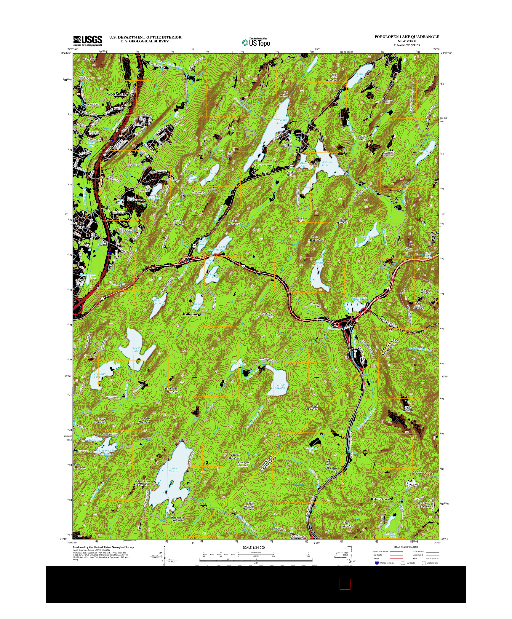 USGS US TOPO 7.5-MINUTE MAP FOR POPOLOPEN LAKE, NY 2013