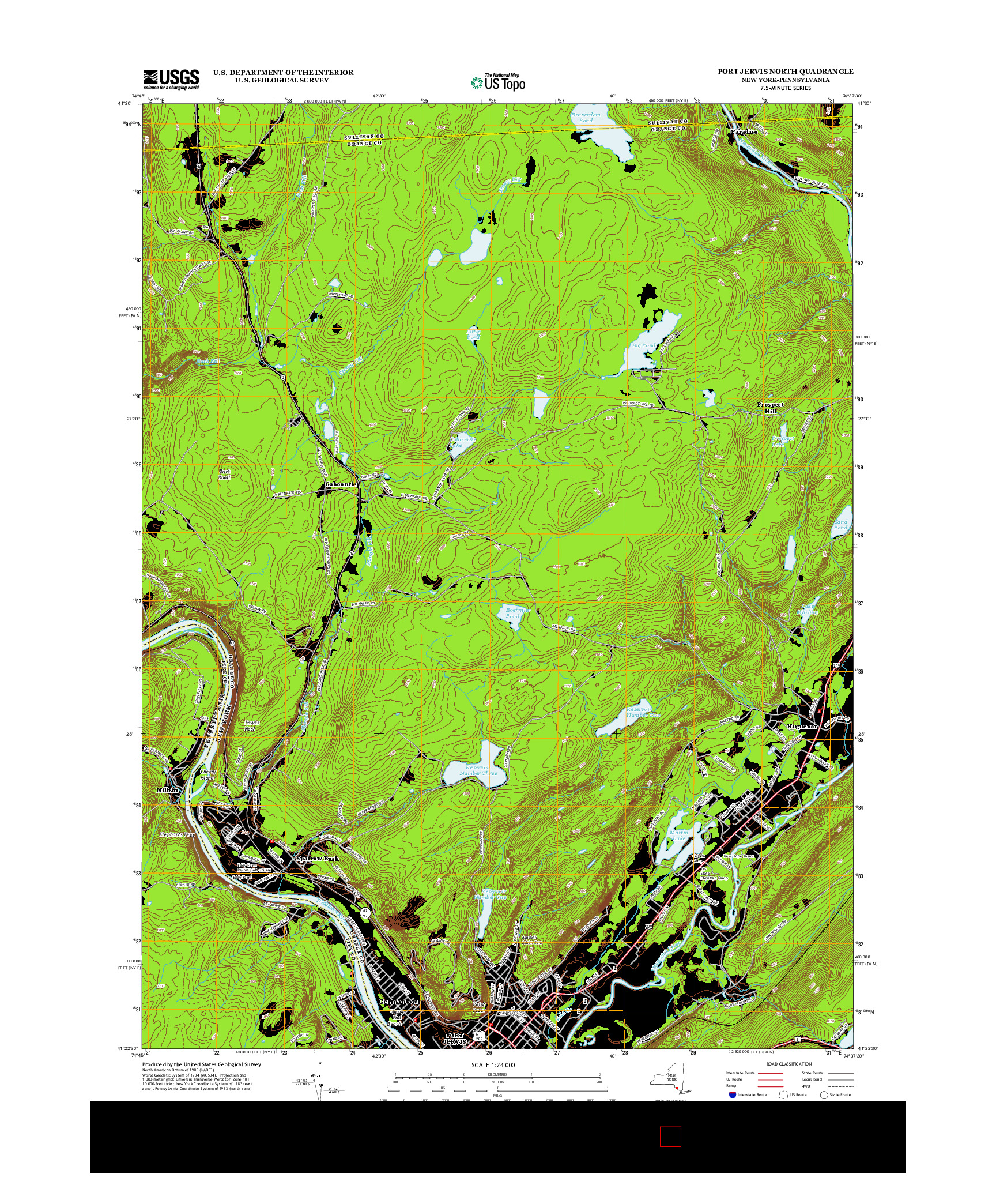 USGS US TOPO 7.5-MINUTE MAP FOR PORT JERVIS NORTH, NY-PA 2013