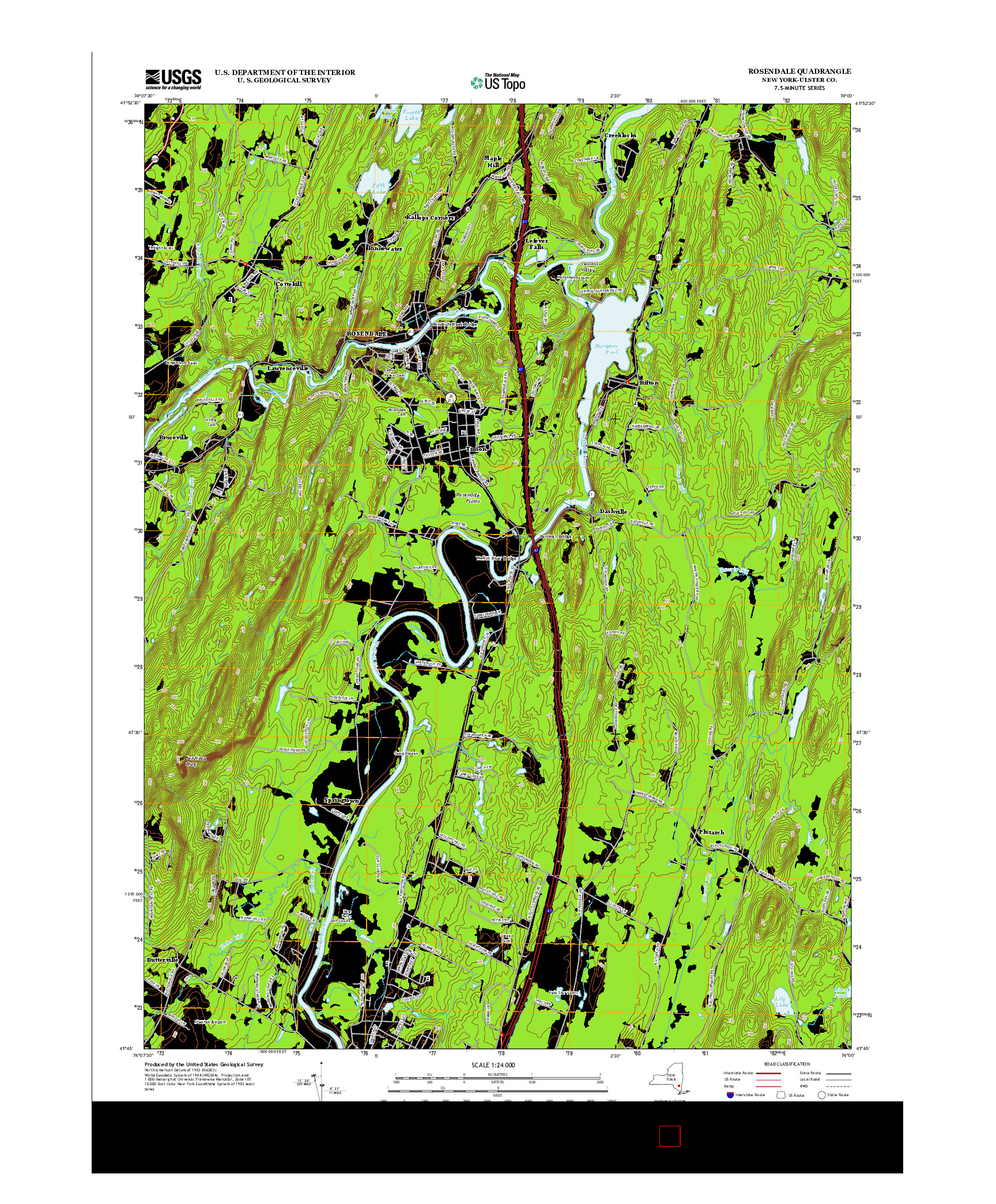 USGS US TOPO 7.5-MINUTE MAP FOR ROSENDALE, NY 2013