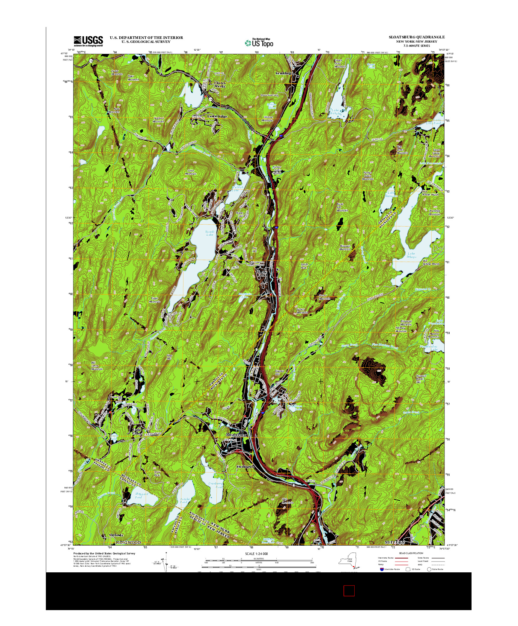 USGS US TOPO 7.5-MINUTE MAP FOR SLOATSBURG, NY-NJ 2013