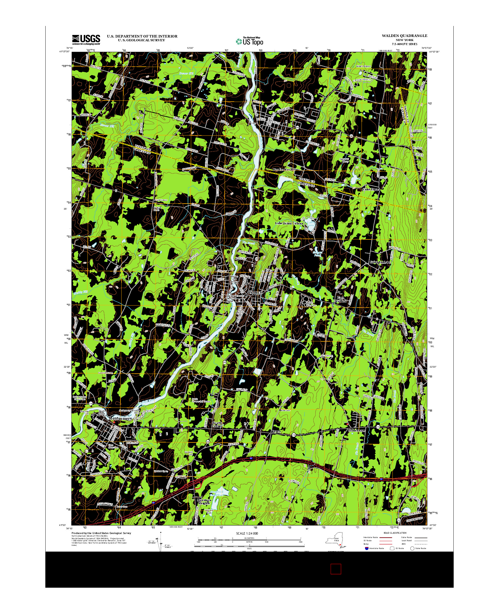 USGS US TOPO 7.5-MINUTE MAP FOR WALDEN, NY 2013