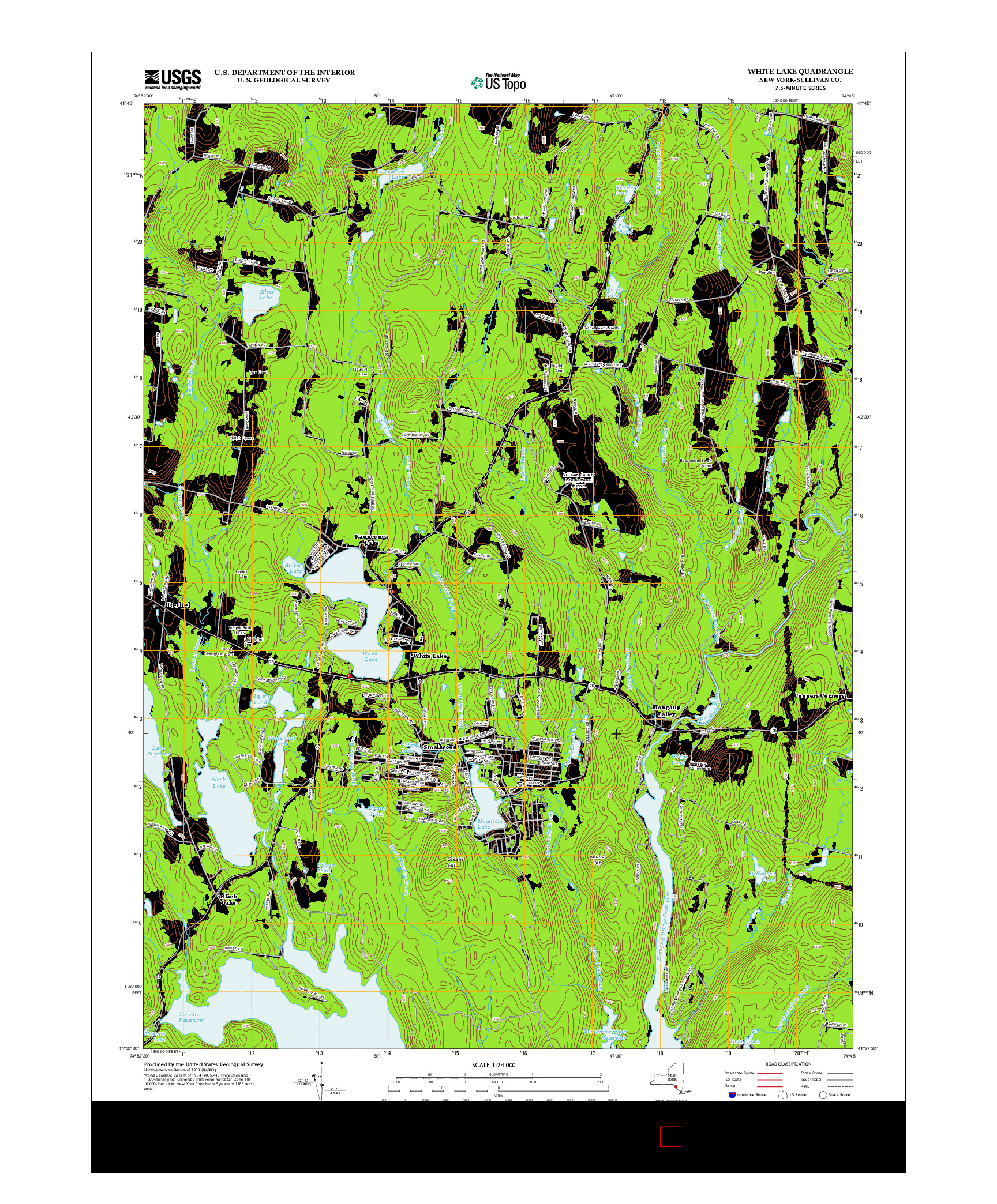 USGS US TOPO 7.5-MINUTE MAP FOR WHITE LAKE, NY 2013