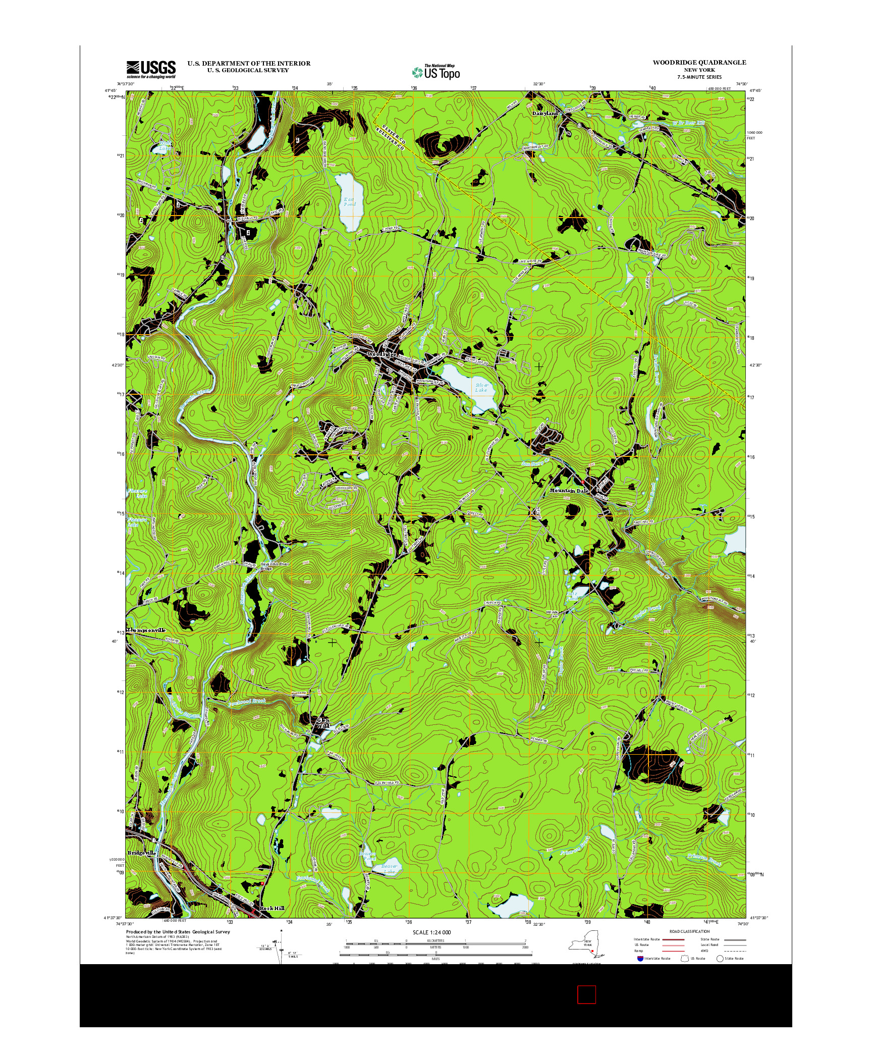 USGS US TOPO 7.5-MINUTE MAP FOR WOODRIDGE, NY 2013