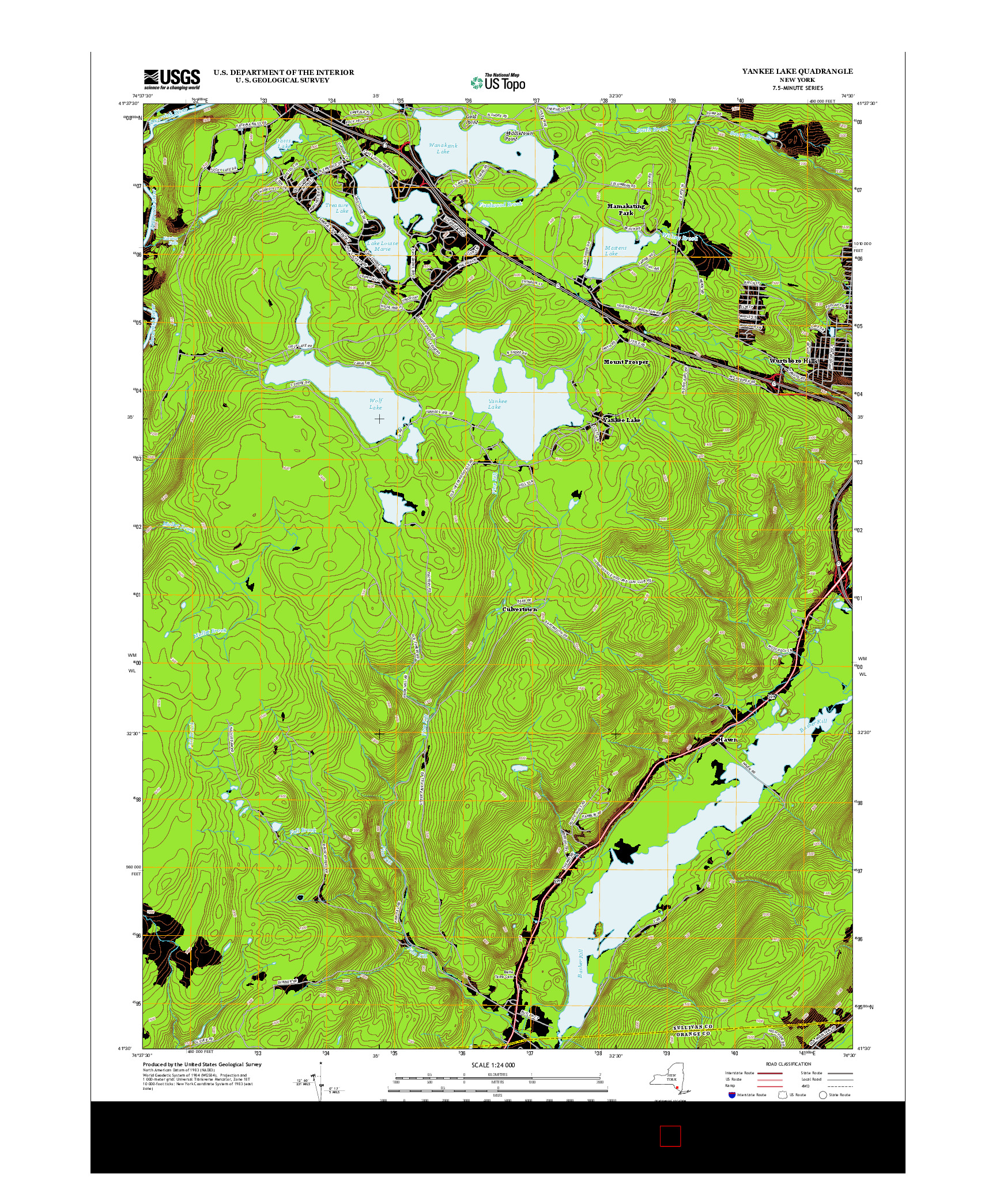 USGS US TOPO 7.5-MINUTE MAP FOR YANKEE LAKE, NY 2013