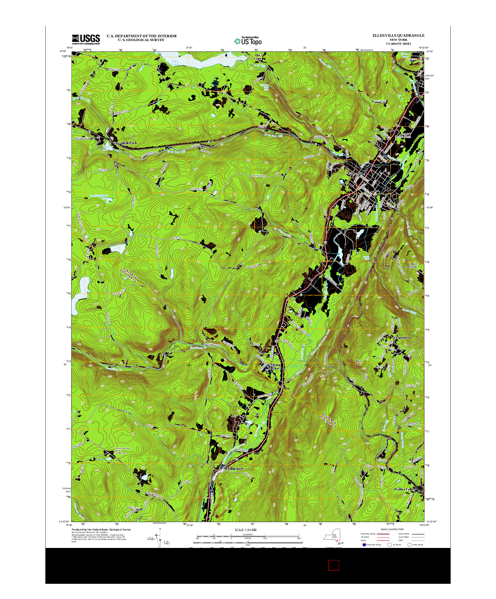 USGS US TOPO 7.5-MINUTE MAP FOR ELLENVILLE, NY 2013