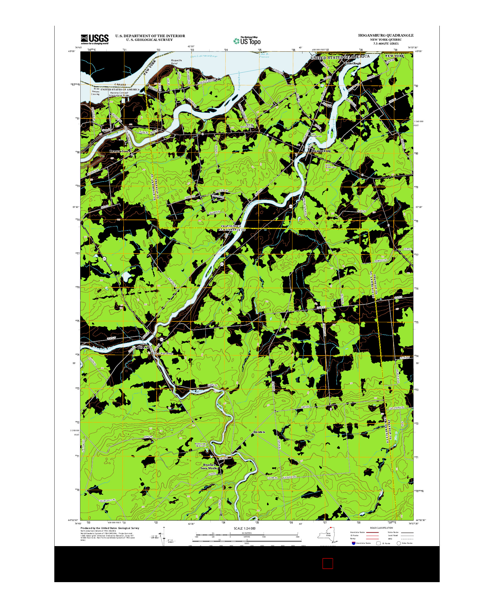 USGS US TOPO 7.5-MINUTE MAP FOR HOGANSBURG, NY-QC 2013