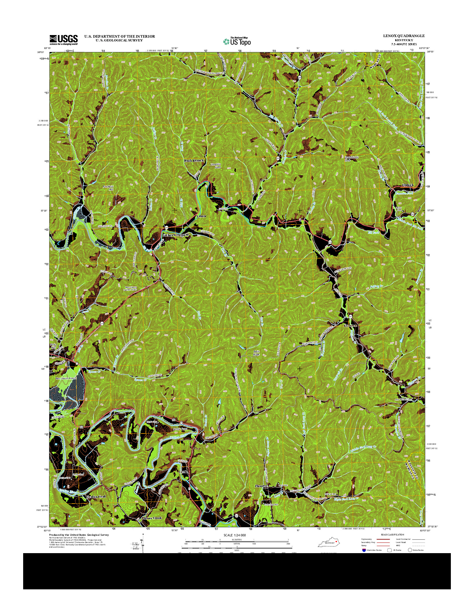 USGS US TOPO 7.5-MINUTE MAP FOR LENOX, KY 2013