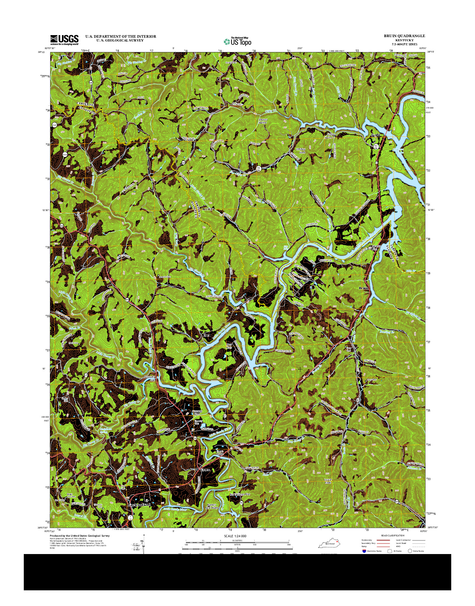 USGS US TOPO 7.5-MINUTE MAP FOR BRUIN, KY 2013
