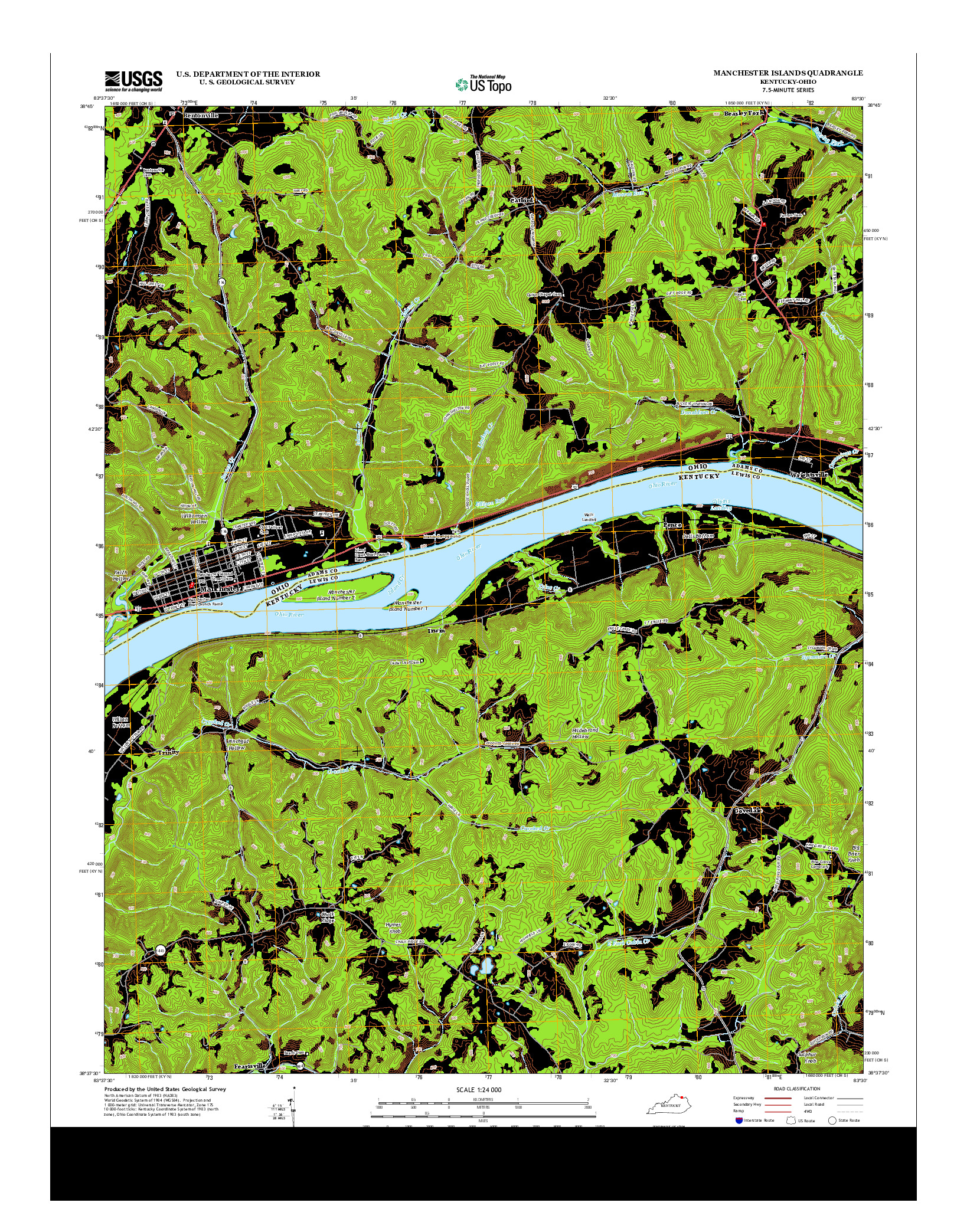 USGS US TOPO 7.5-MINUTE MAP FOR MANCHESTER ISLANDS, KY-OH 2013