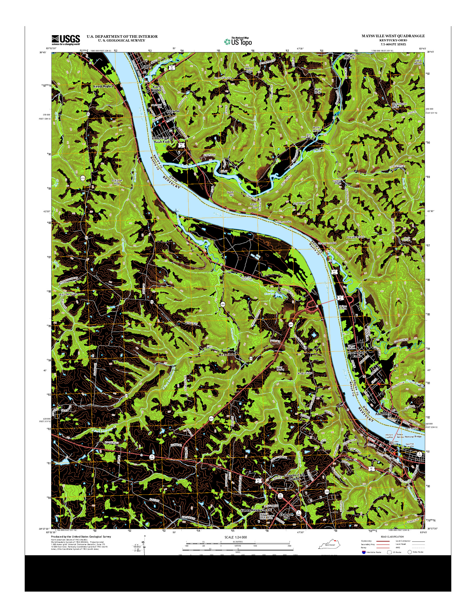 USGS US TOPO 7.5-MINUTE MAP FOR MAYSVILLE WEST, KY-OH 2013