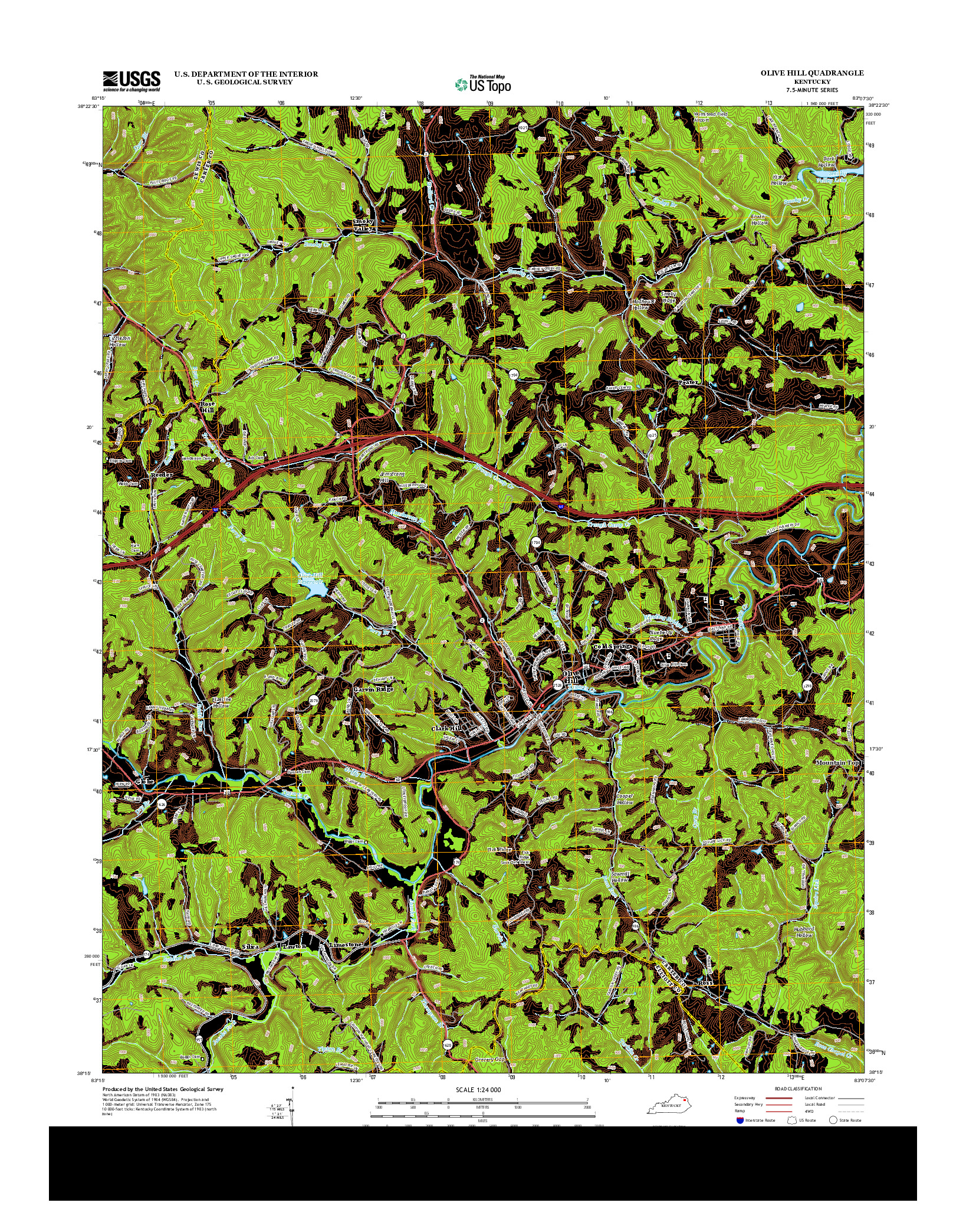 USGS US TOPO 7.5-MINUTE MAP FOR OLIVE HILL, KY 2013