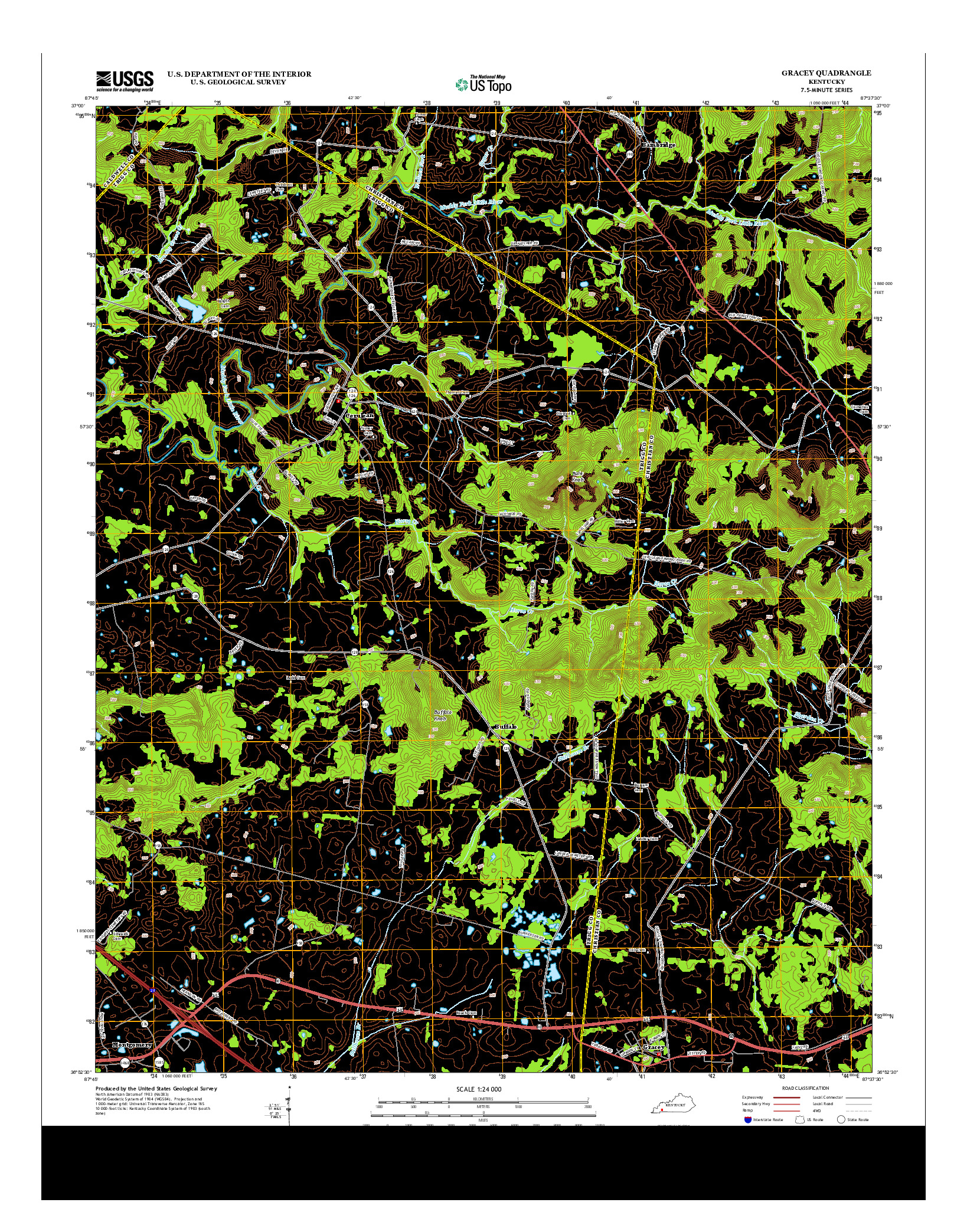 USGS US TOPO 7.5-MINUTE MAP FOR GRACEY, KY 2013