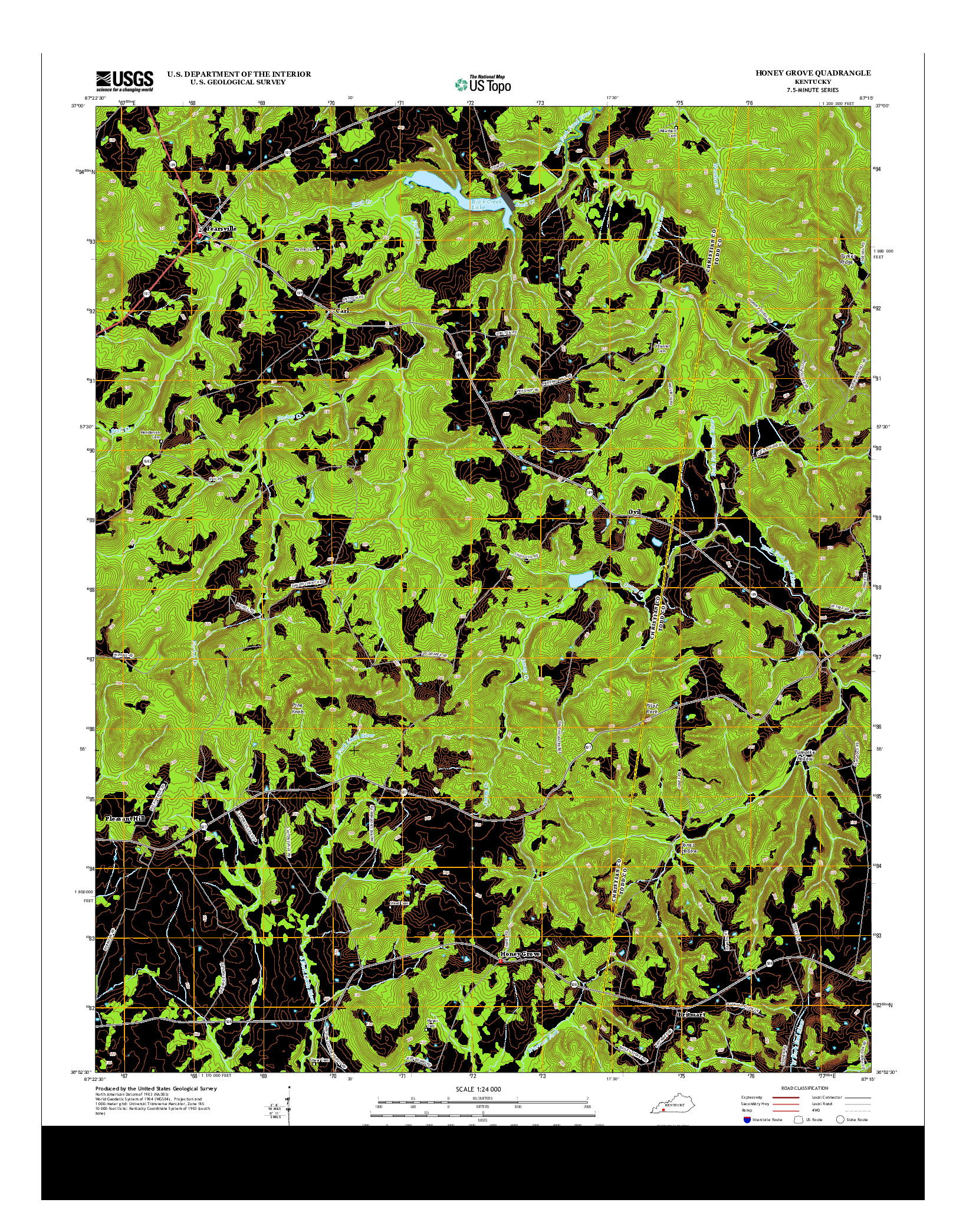 USGS US TOPO 7.5-MINUTE MAP FOR HONEY GROVE, KY 2013