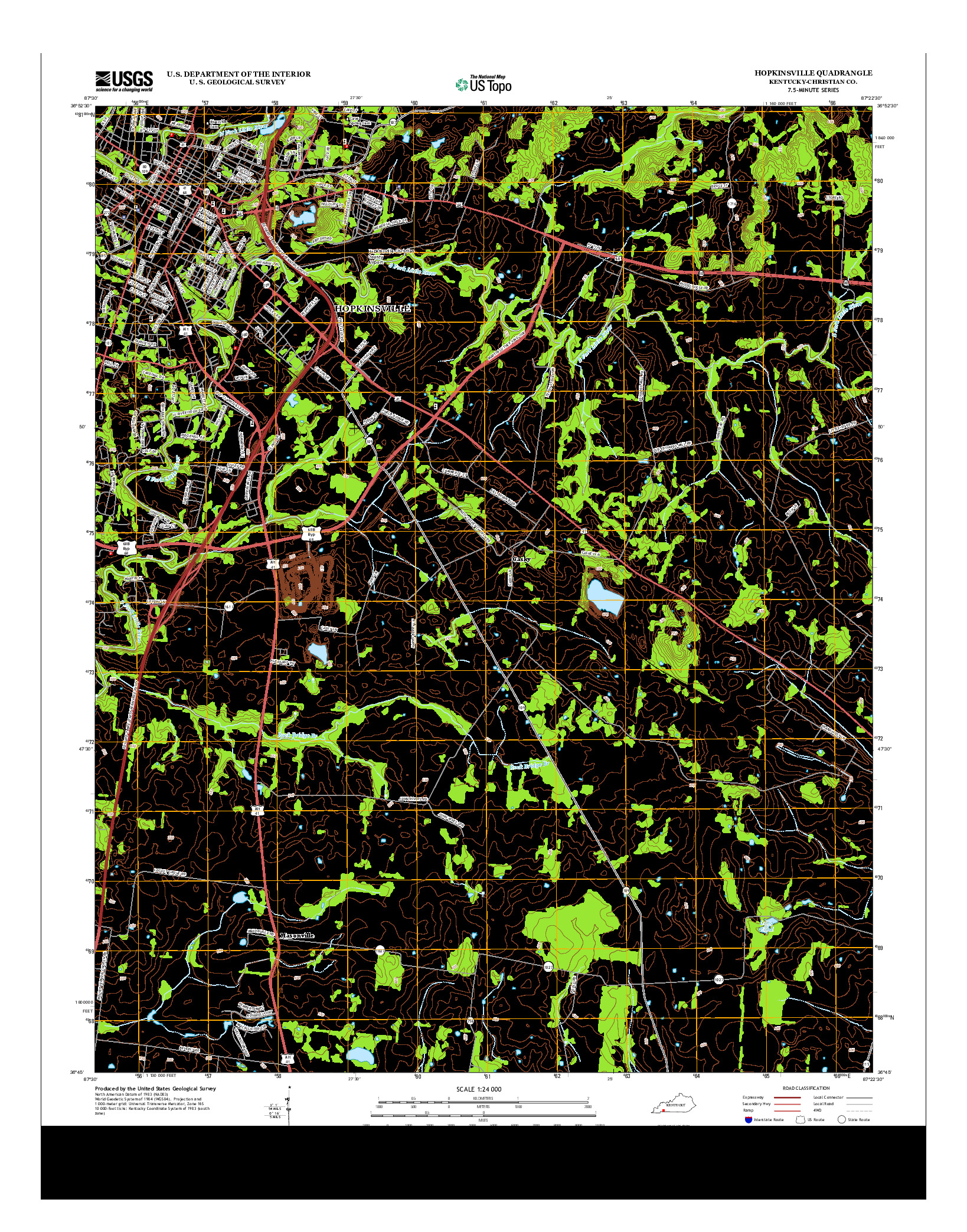 USGS US TOPO 7.5-MINUTE MAP FOR HOPKINSVILLE, KY 2013