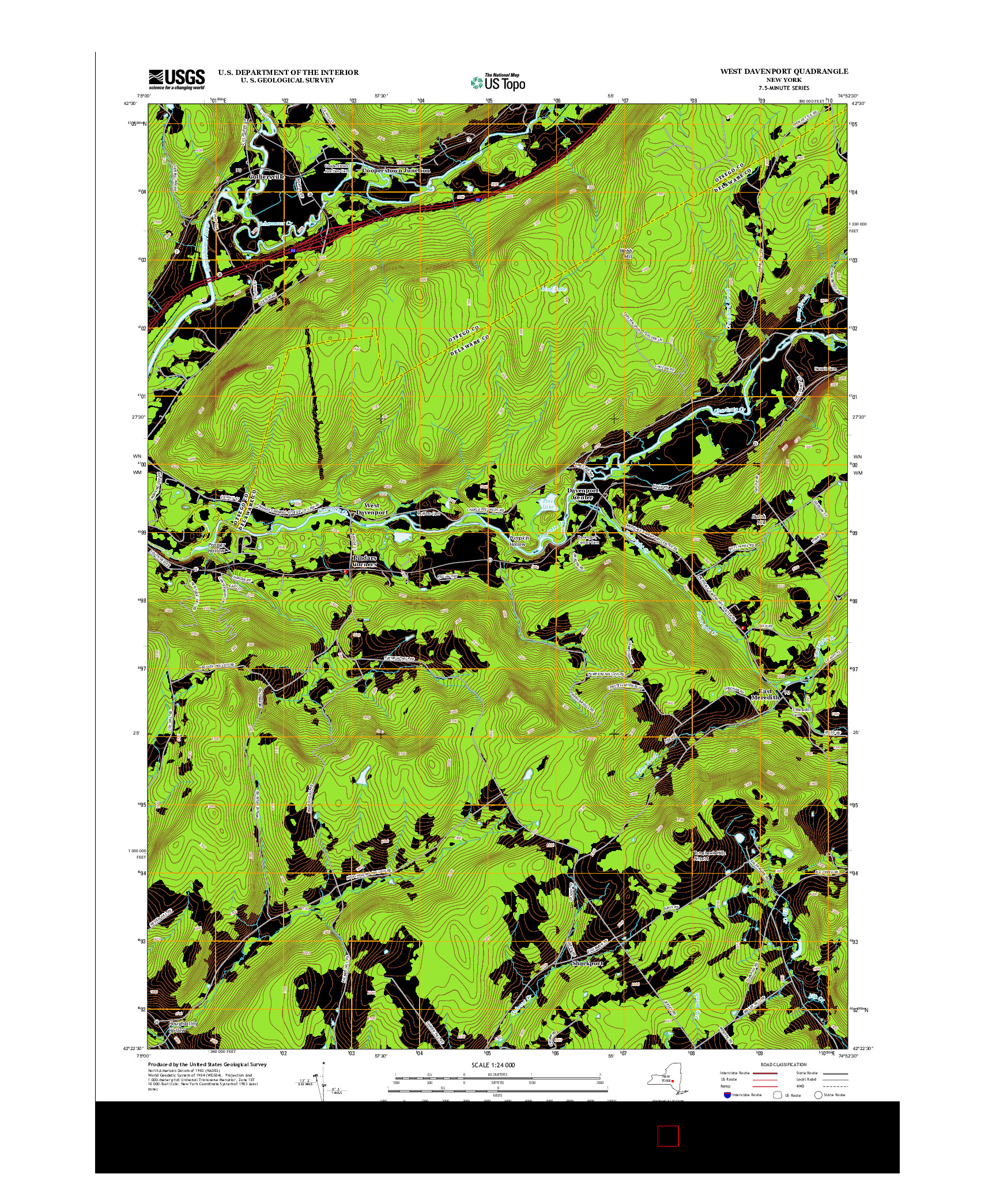 USGS US TOPO 7.5-MINUTE MAP FOR WEST DAVENPORT, NY 2013