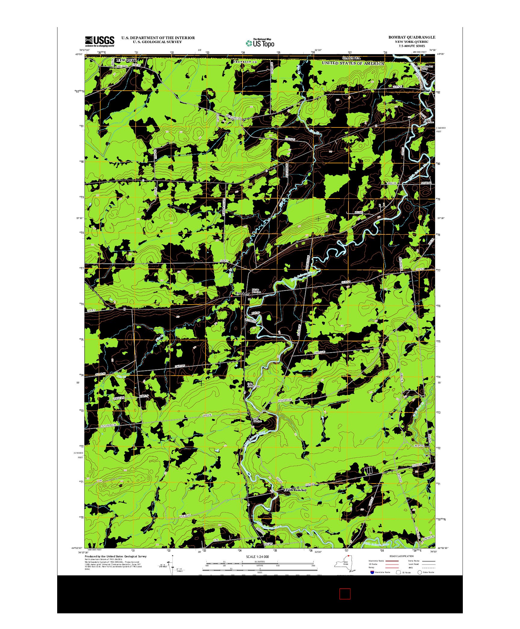 USGS US TOPO 7.5-MINUTE MAP FOR BOMBAY, NY-QC 2013