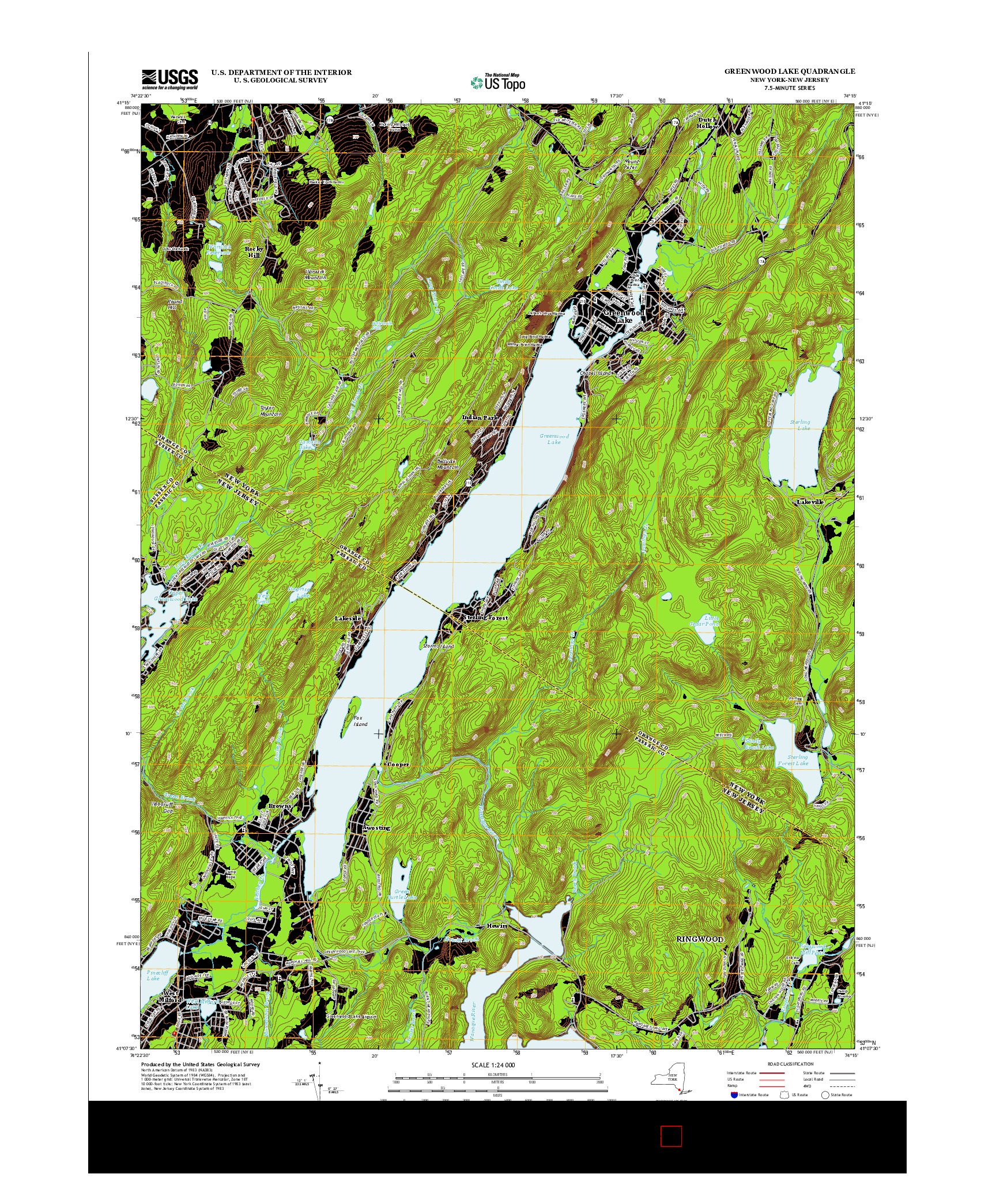 USGS US TOPO 7.5-MINUTE MAP FOR GREENWOOD LAKE, NY-NJ 2013