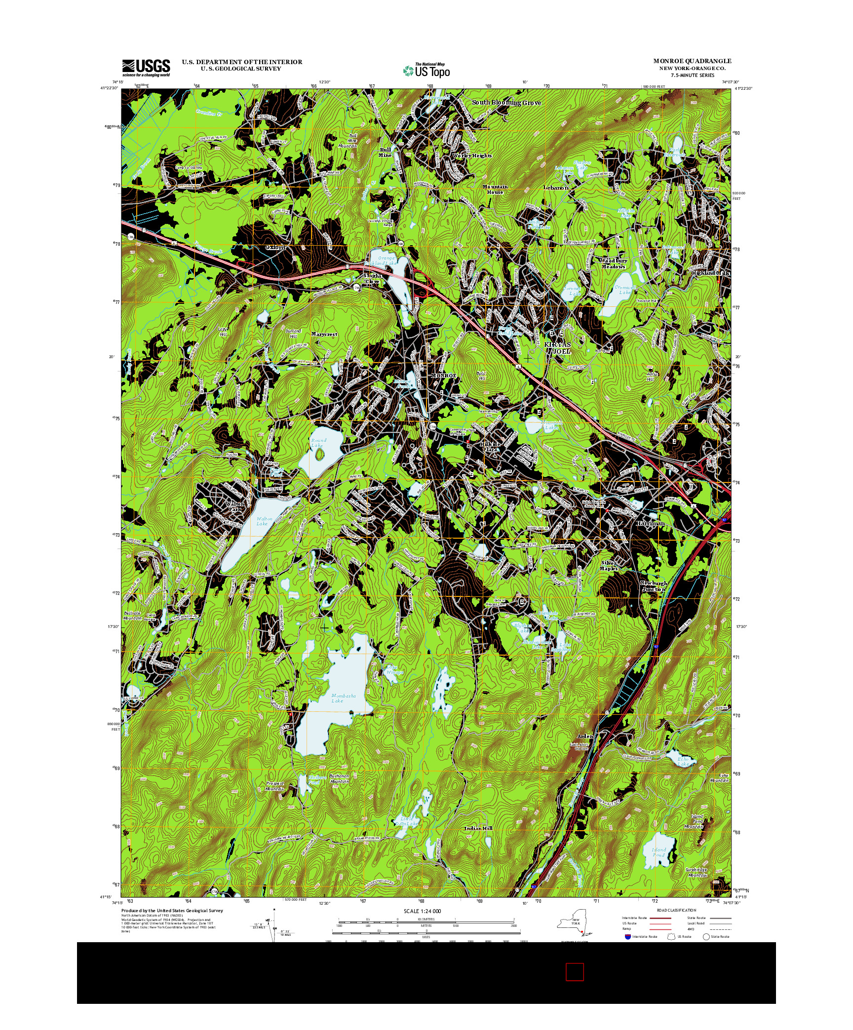 USGS US TOPO 7.5-MINUTE MAP FOR MONROE, NY 2013