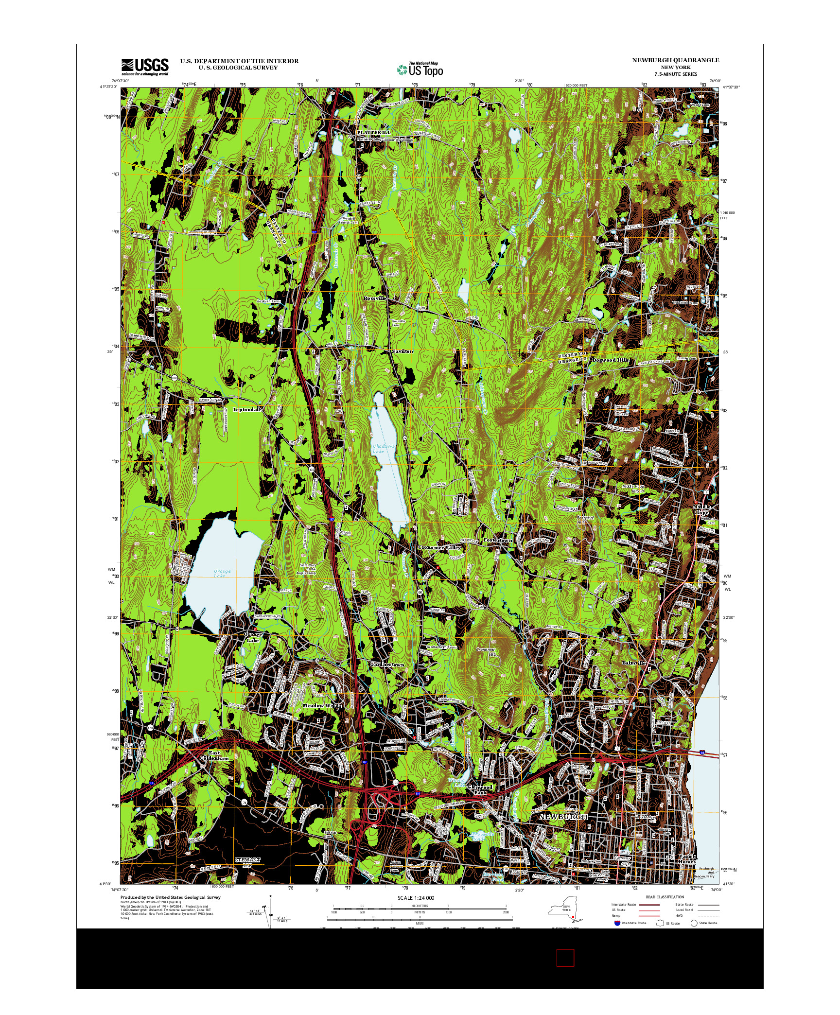 USGS US TOPO 7.5-MINUTE MAP FOR NEWBURGH, NY 2013
