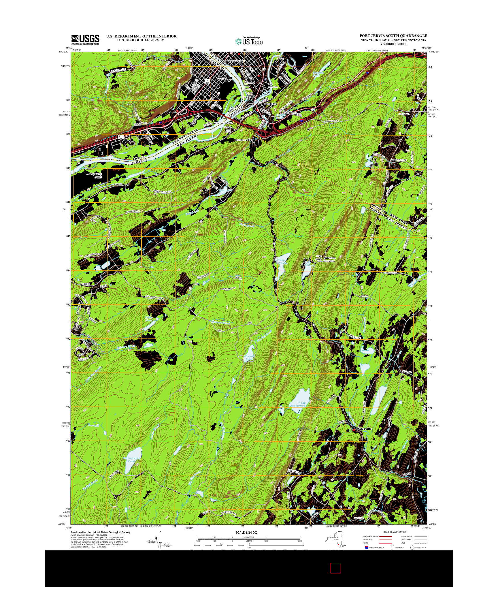 USGS US TOPO 7.5-MINUTE MAP FOR PORT JERVIS SOUTH, NY-NJ-PA 2013