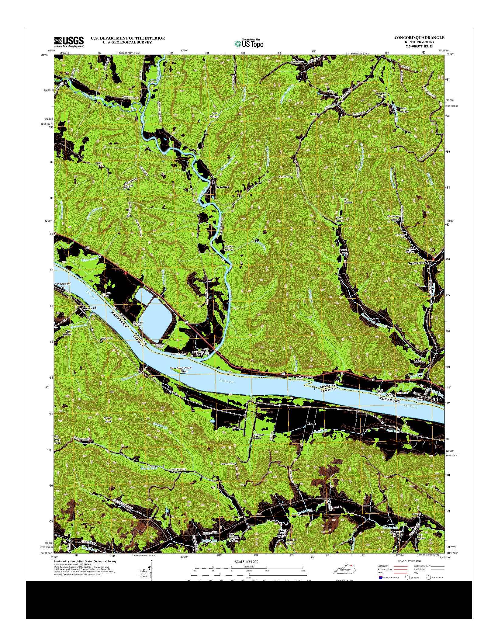 USGS US TOPO 7.5-MINUTE MAP FOR CONCORD, KY-OH 2013