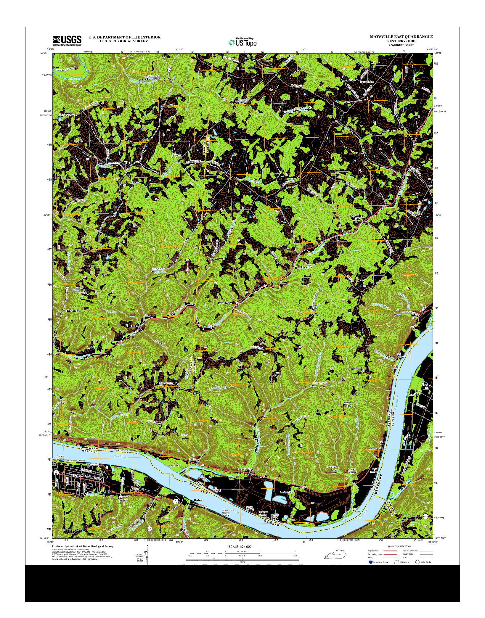 USGS US TOPO 7.5-MINUTE MAP FOR MAYSVILLE EAST, KY-OH 2013