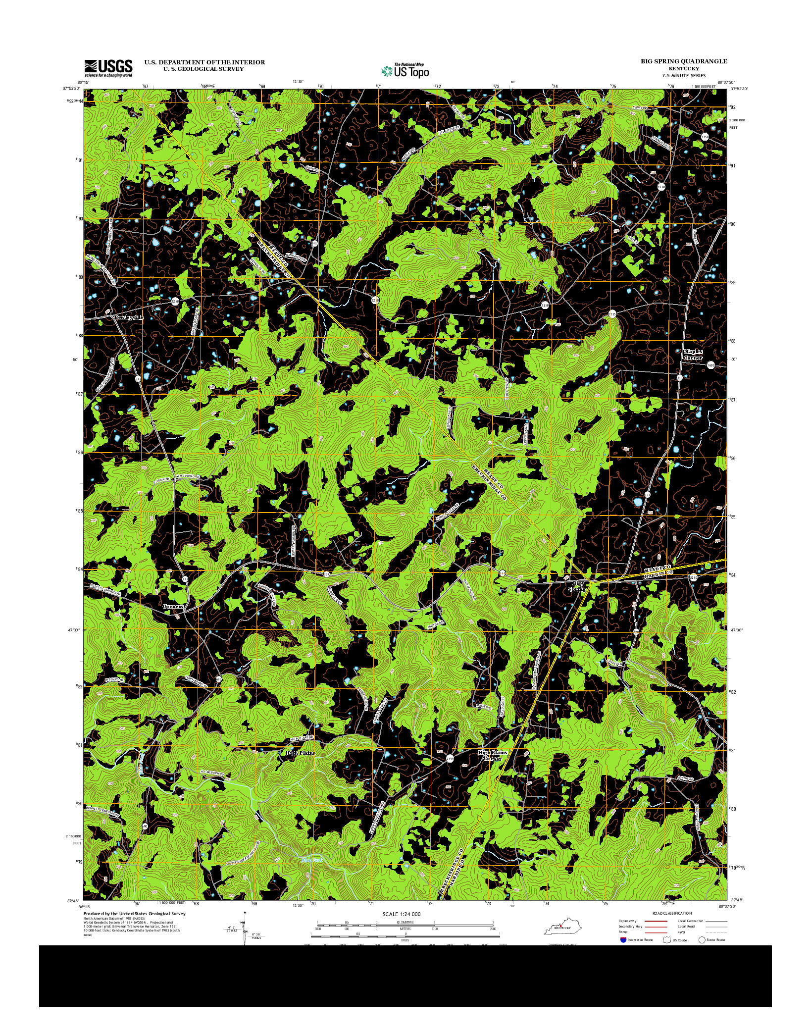 USGS US TOPO 7.5-MINUTE MAP FOR BIG SPRING, KY 2013