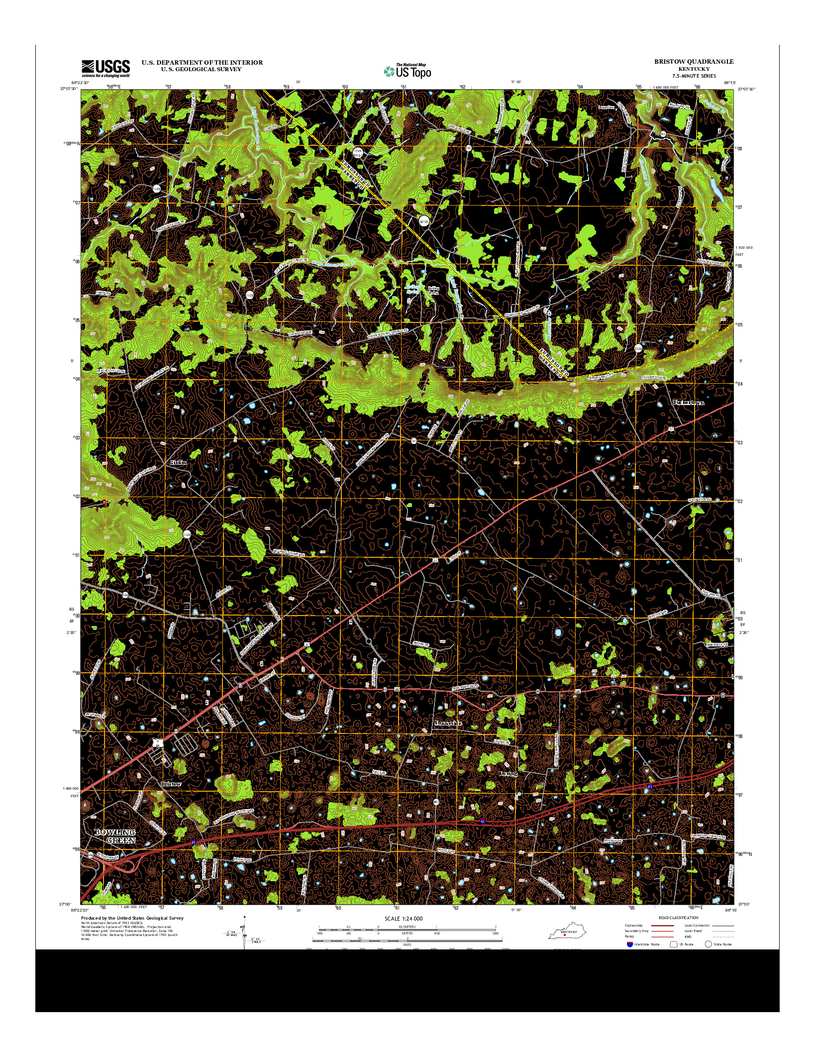 USGS US TOPO 7.5-MINUTE MAP FOR BRISTOW, KY 2013