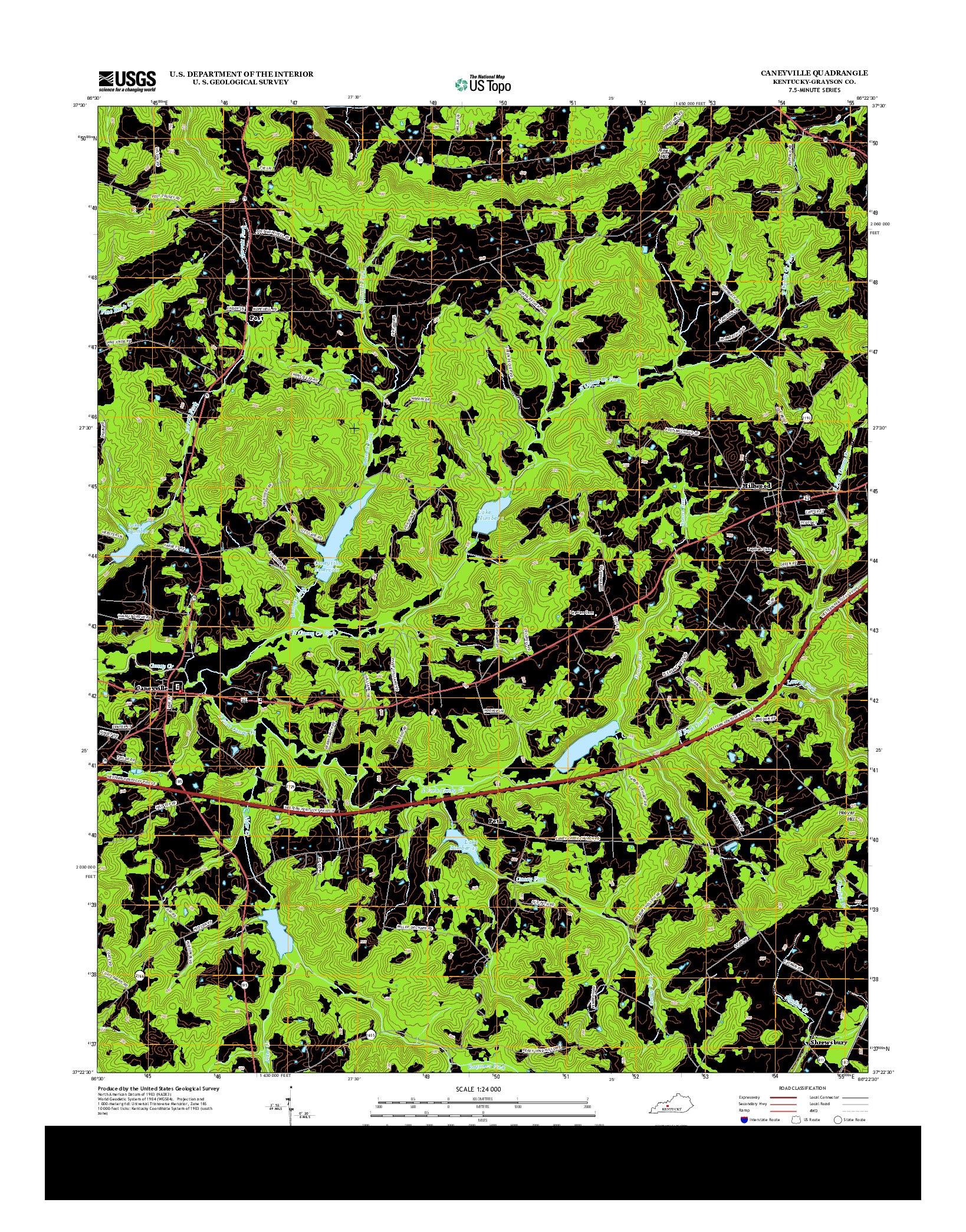 USGS US TOPO 7.5-MINUTE MAP FOR CANEYVILLE, KY 2013