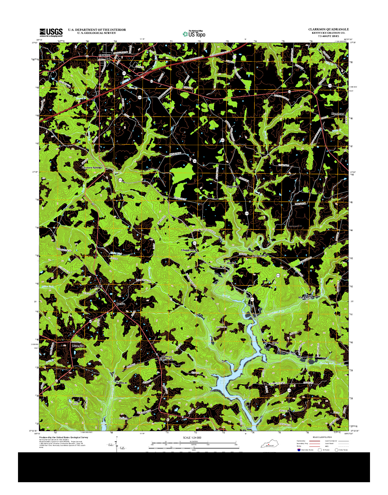 USGS US TOPO 7.5-MINUTE MAP FOR CLARKSON, KY 2013