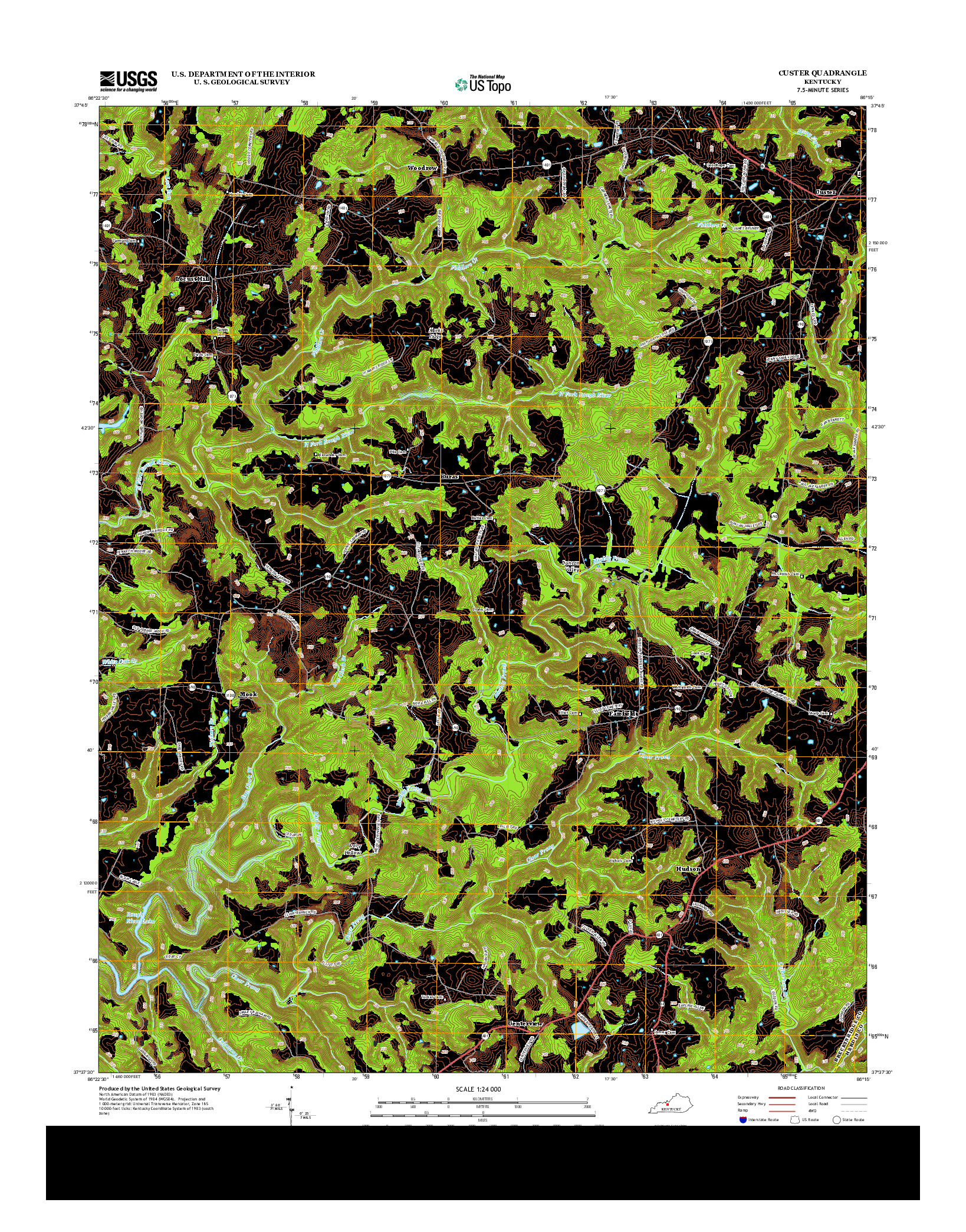 USGS US TOPO 7.5-MINUTE MAP FOR CUSTER, KY 2013
