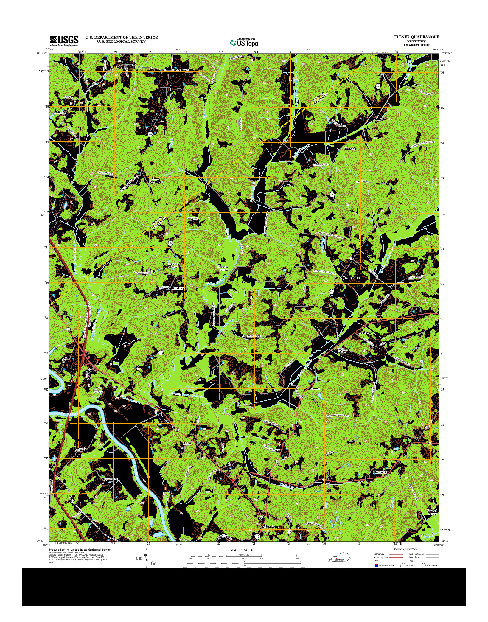 USGS US TOPO 7.5-MINUTE MAP FOR FLENER, KY 2013
