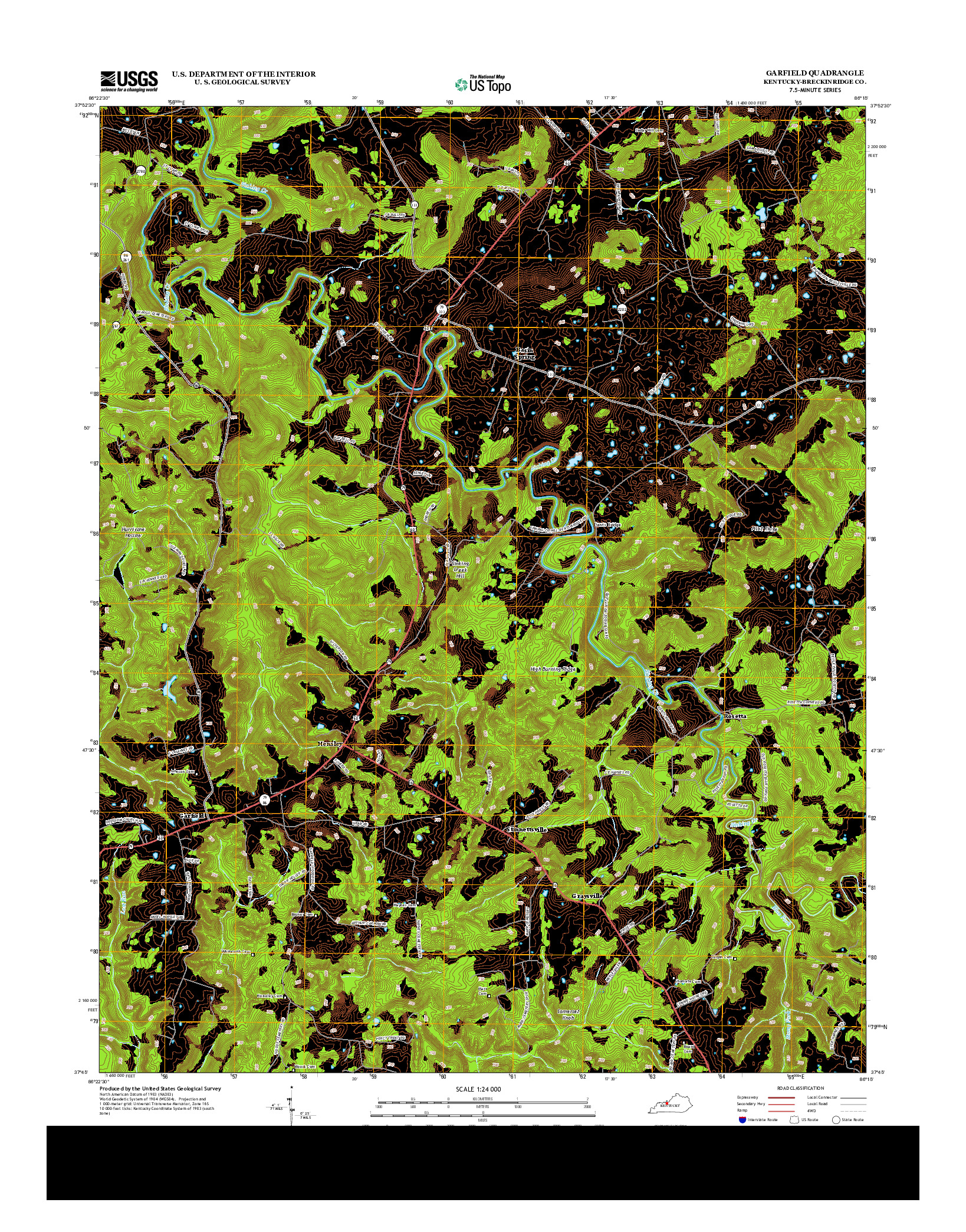 USGS US TOPO 7.5-MINUTE MAP FOR GARFIELD, KY 2013