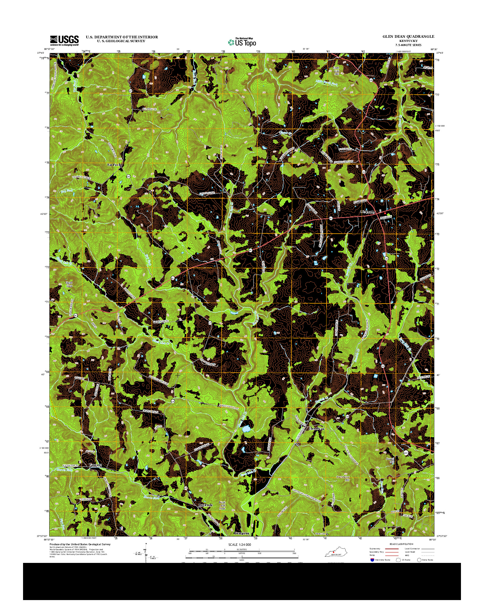 USGS US TOPO 7.5-MINUTE MAP FOR GLEN DEAN, KY 2013