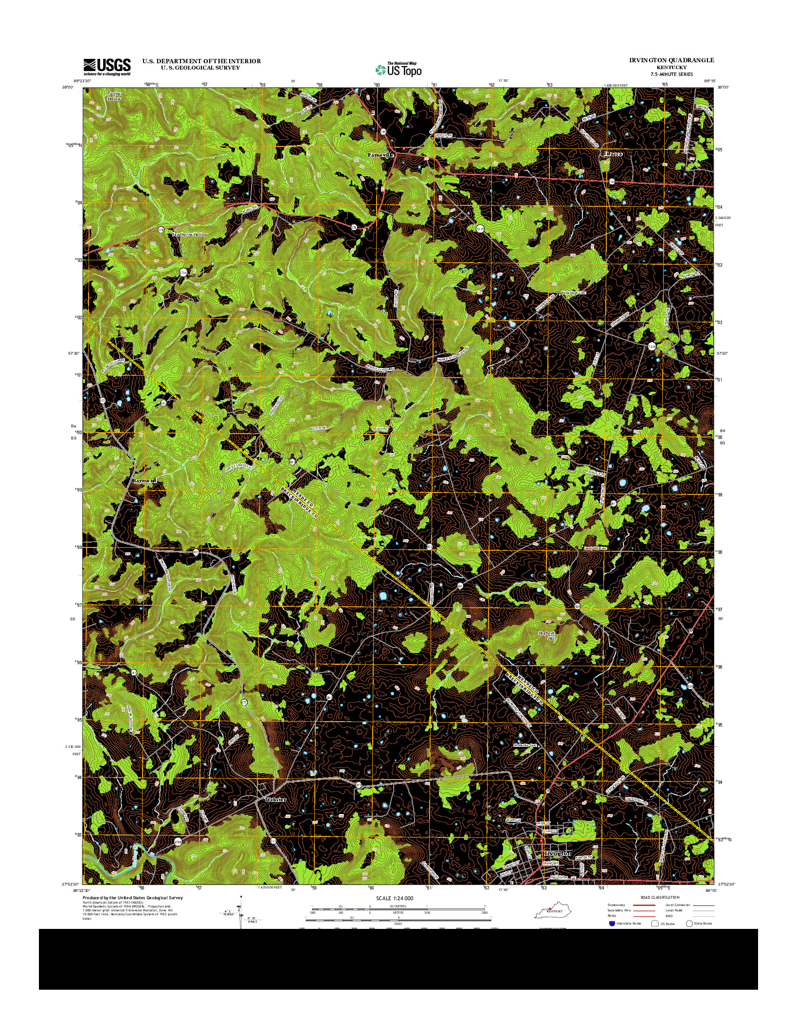 USGS US TOPO 7.5-MINUTE MAP FOR IRVINGTON, KY 2013