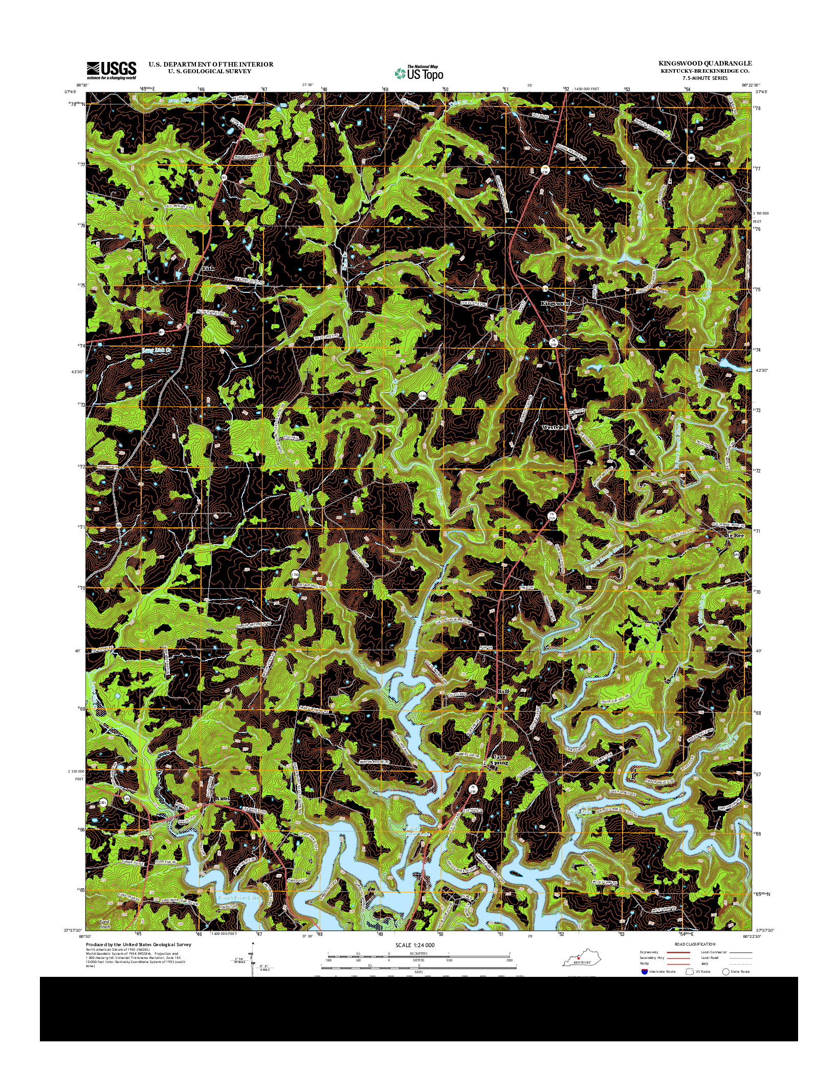 USGS US TOPO 7.5-MINUTE MAP FOR KINGSWOOD, KY 2013