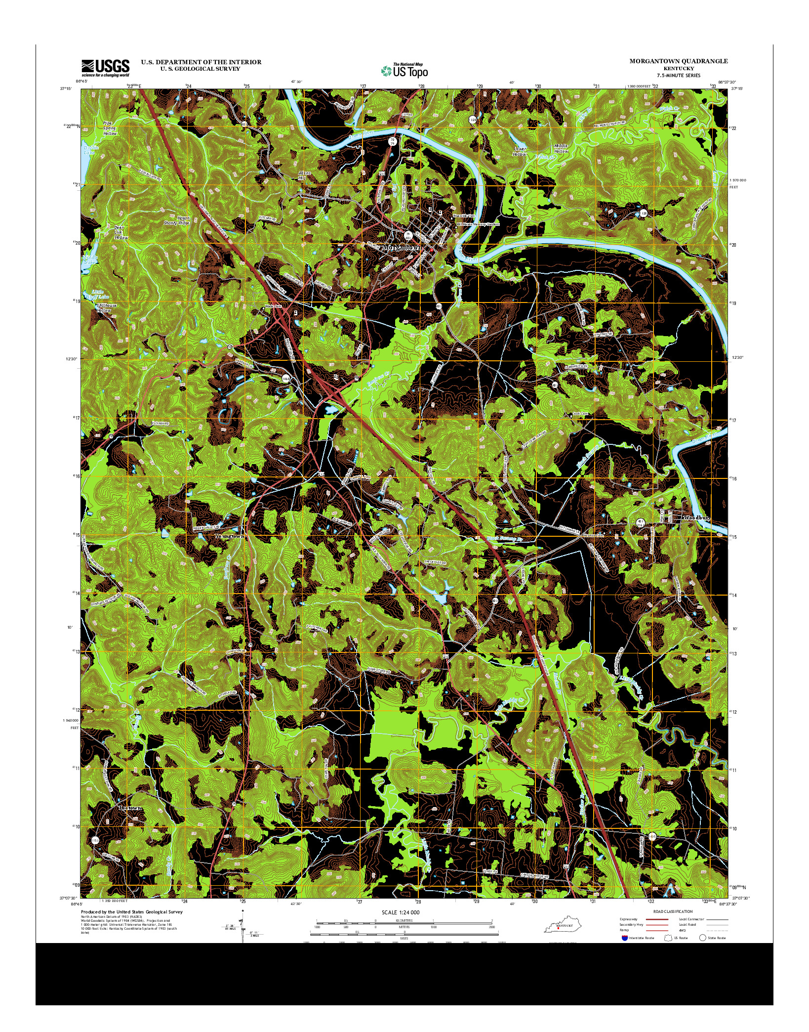 USGS US TOPO 7.5-MINUTE MAP FOR MORGANTOWN, KY 2013