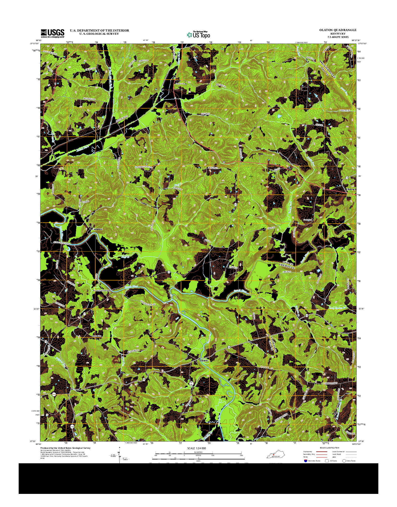 USGS US TOPO 7.5-MINUTE MAP FOR OLATON, KY 2013