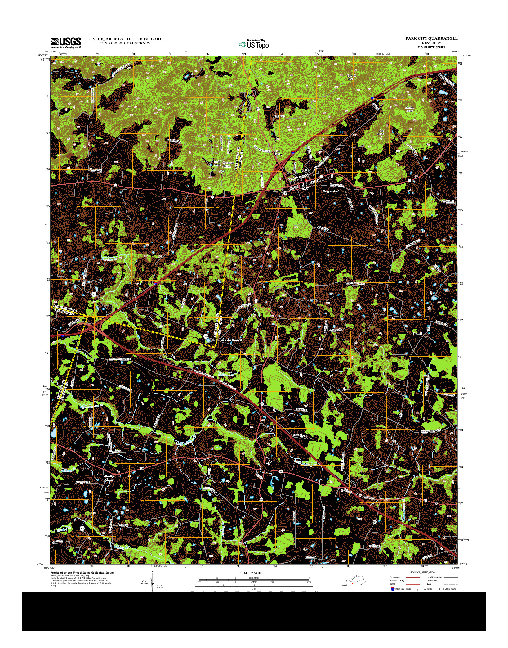 USGS US TOPO 7.5-MINUTE MAP FOR PARK CITY, KY 2013