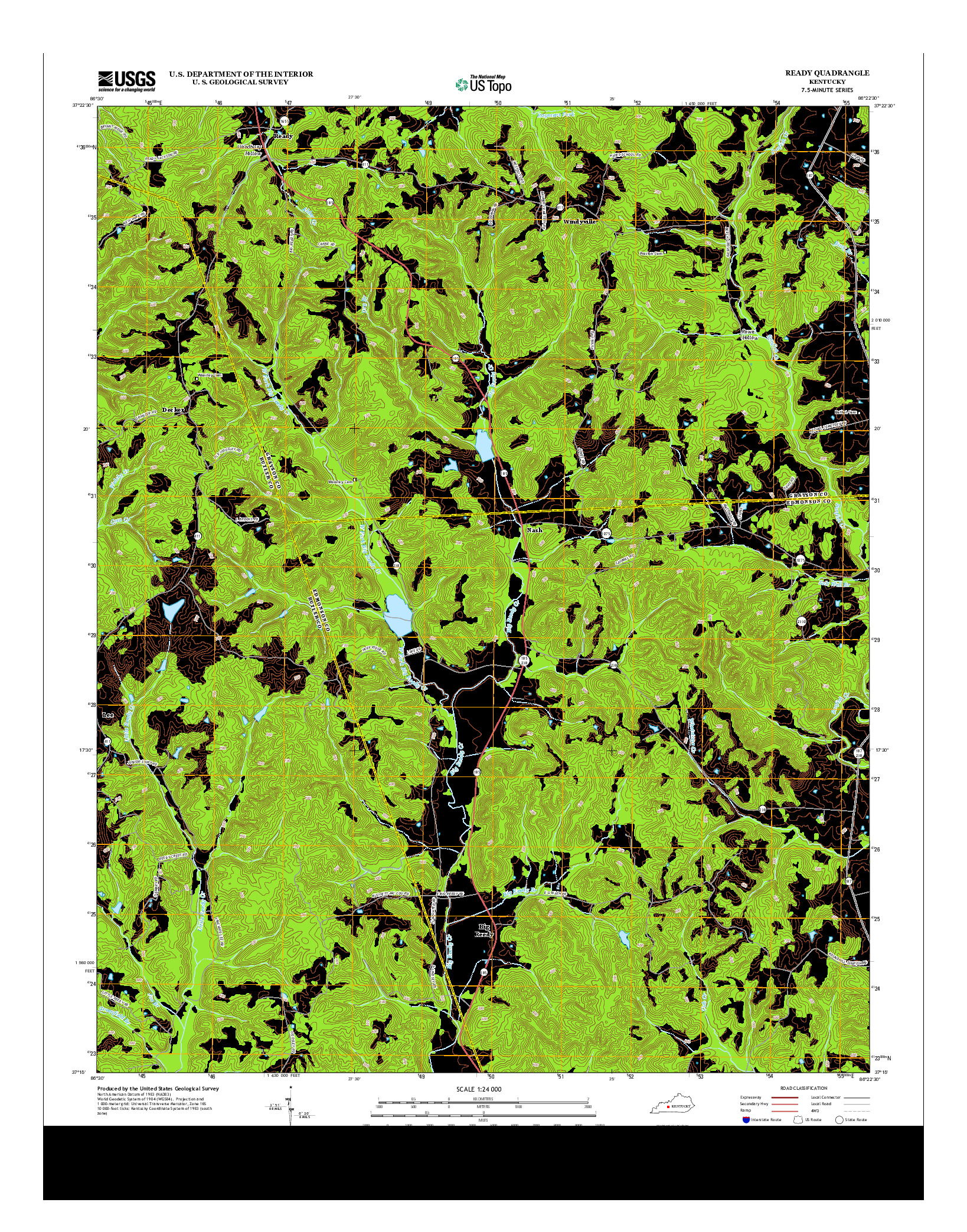 USGS US TOPO 7.5-MINUTE MAP FOR READY, KY 2013