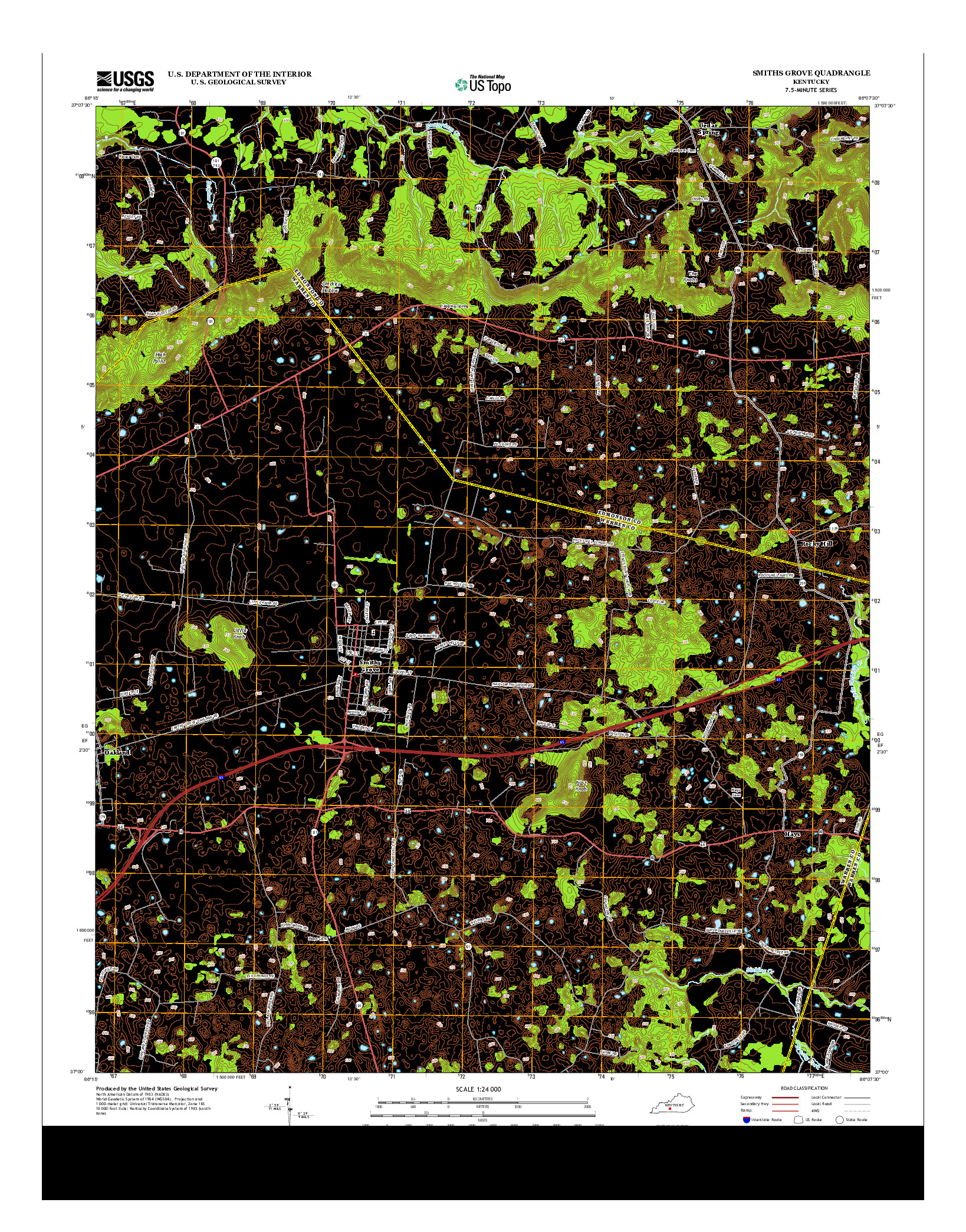 USGS US TOPO 7.5-MINUTE MAP FOR SMITHS GROVE, KY 2013