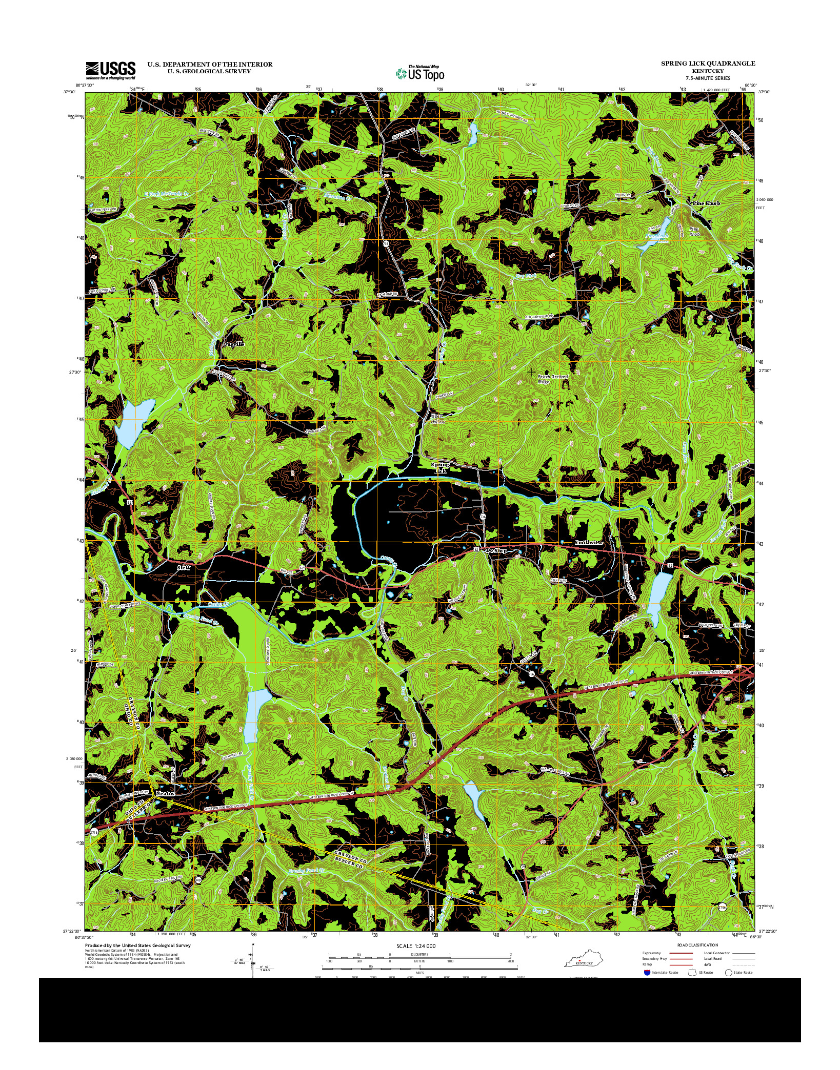 USGS US TOPO 7.5-MINUTE MAP FOR SPRING LICK, KY 2013